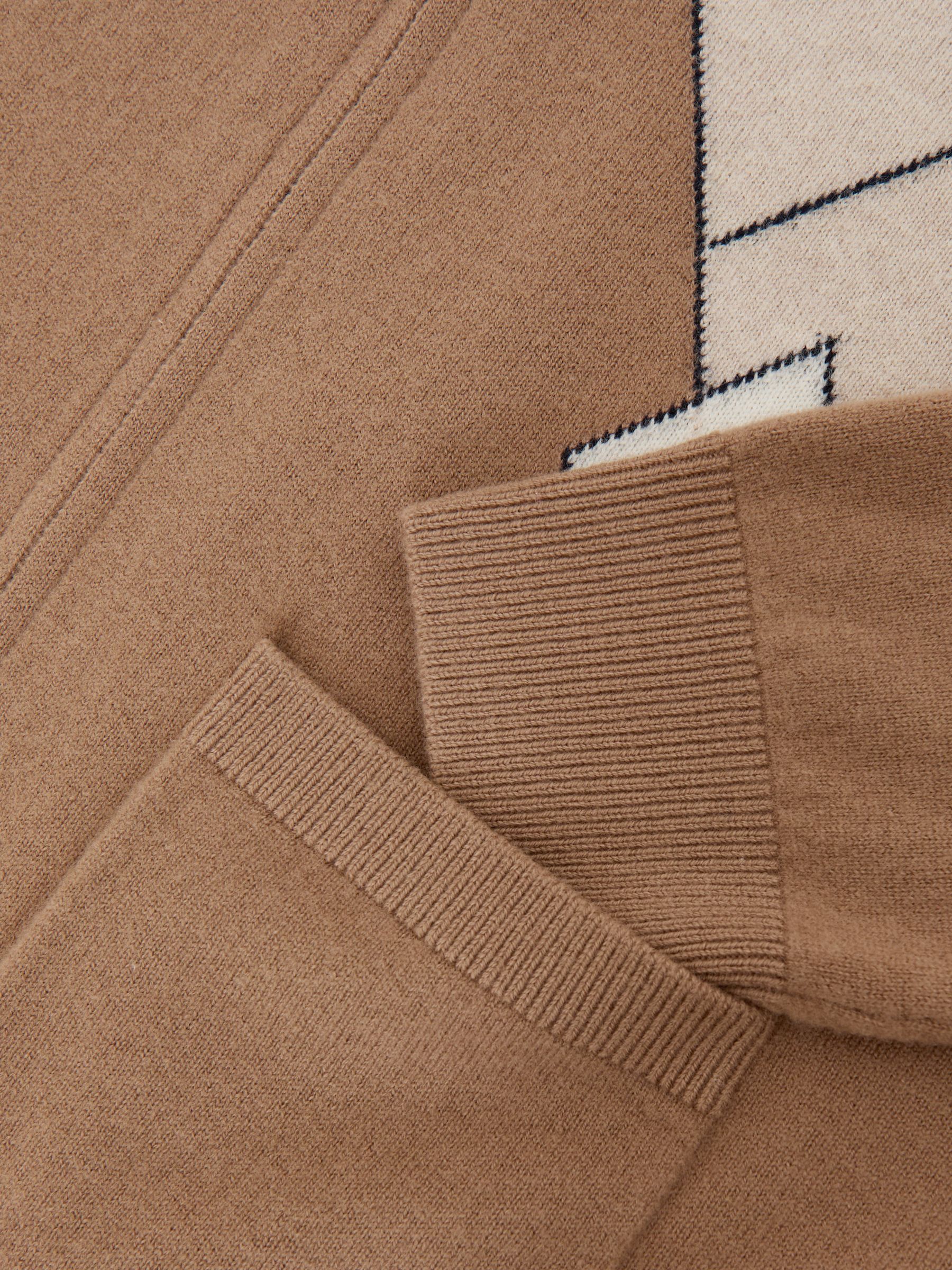 Vlněný kardigan s argyle vzorem na zip v Hnědé barvě - Obrázek 6 z 6