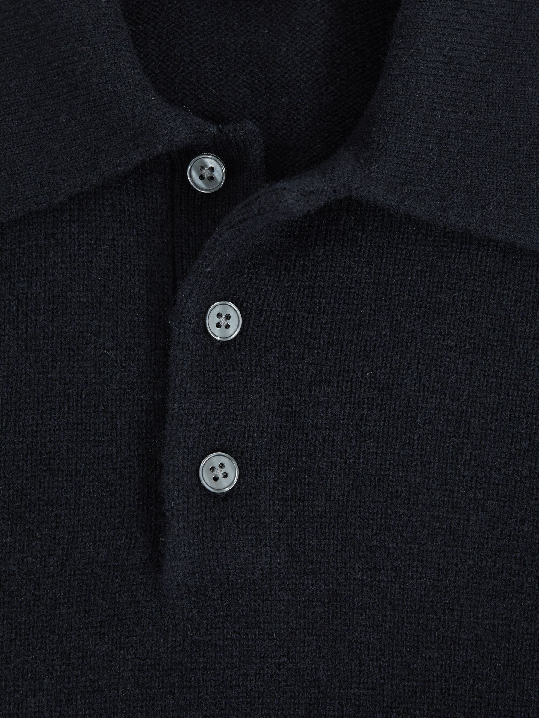 Wool-Blend Polo Jumper with Cashmere in Navy - image 3
