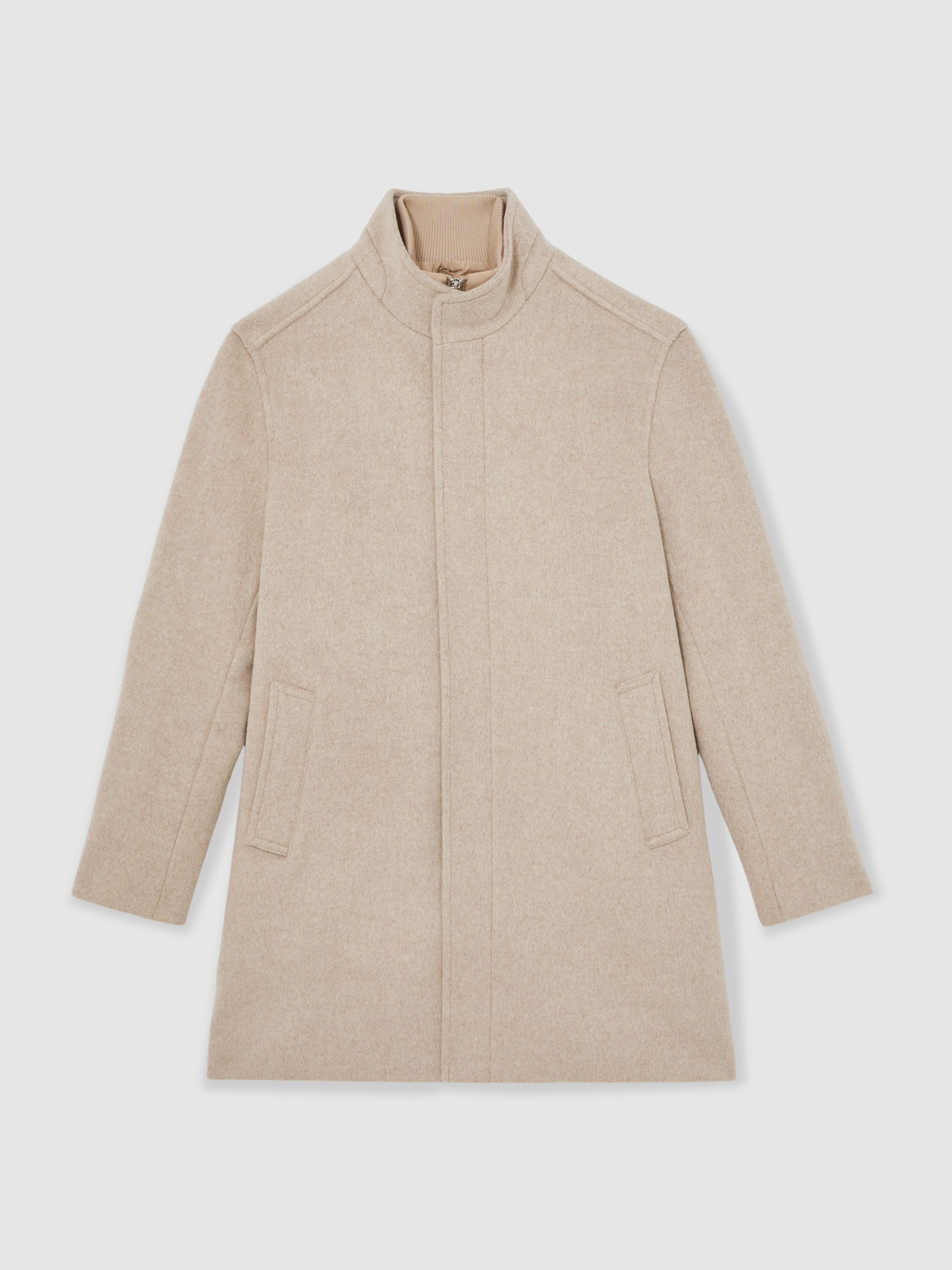 Wool-Blend Gilet-Insert Coat in Oatmeal Brown - image 1