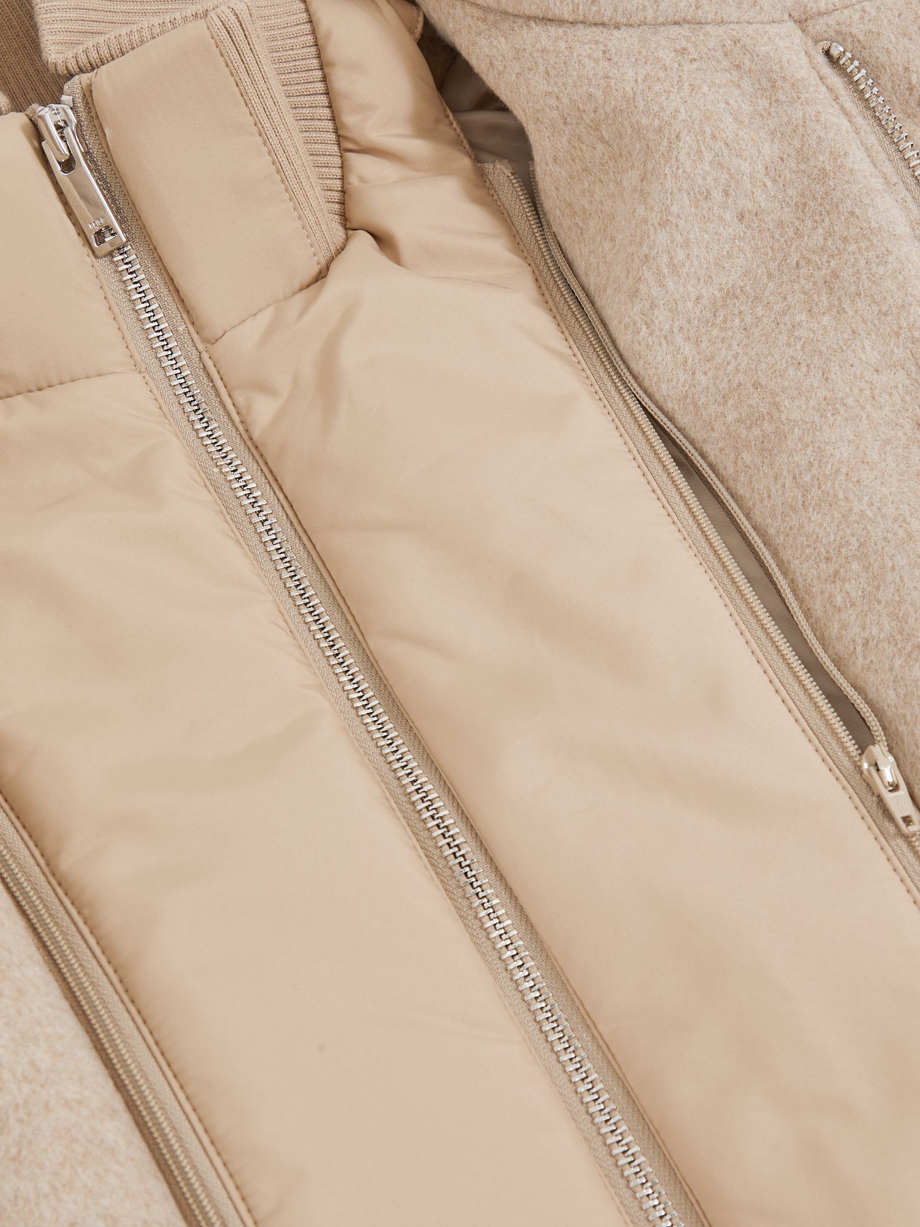 Wool-Blend Gilet-Insert Coat in Oatmeal Brown - image 3