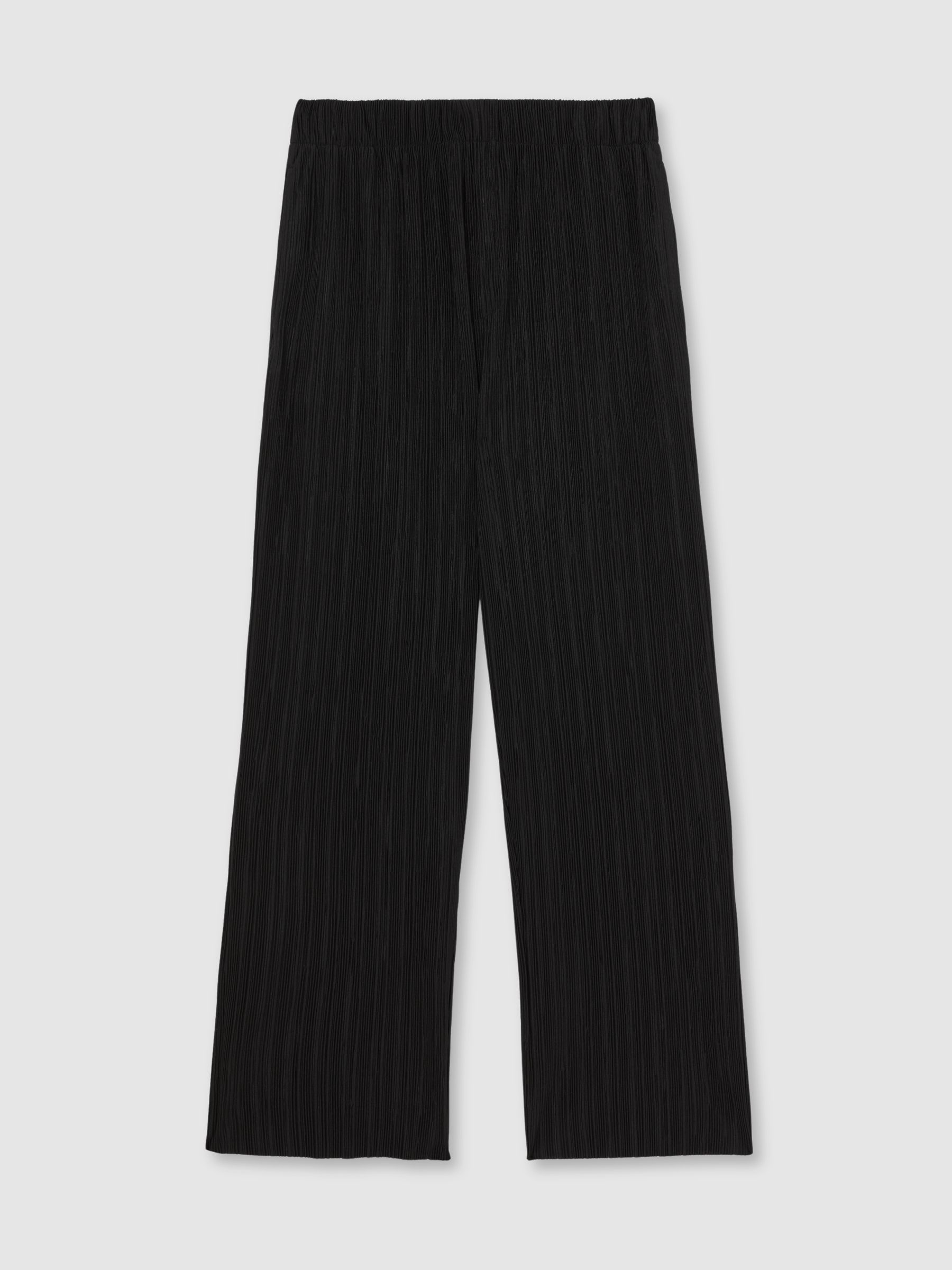 Wide Leg Plisse Trousers in Black - Image 2 of 6