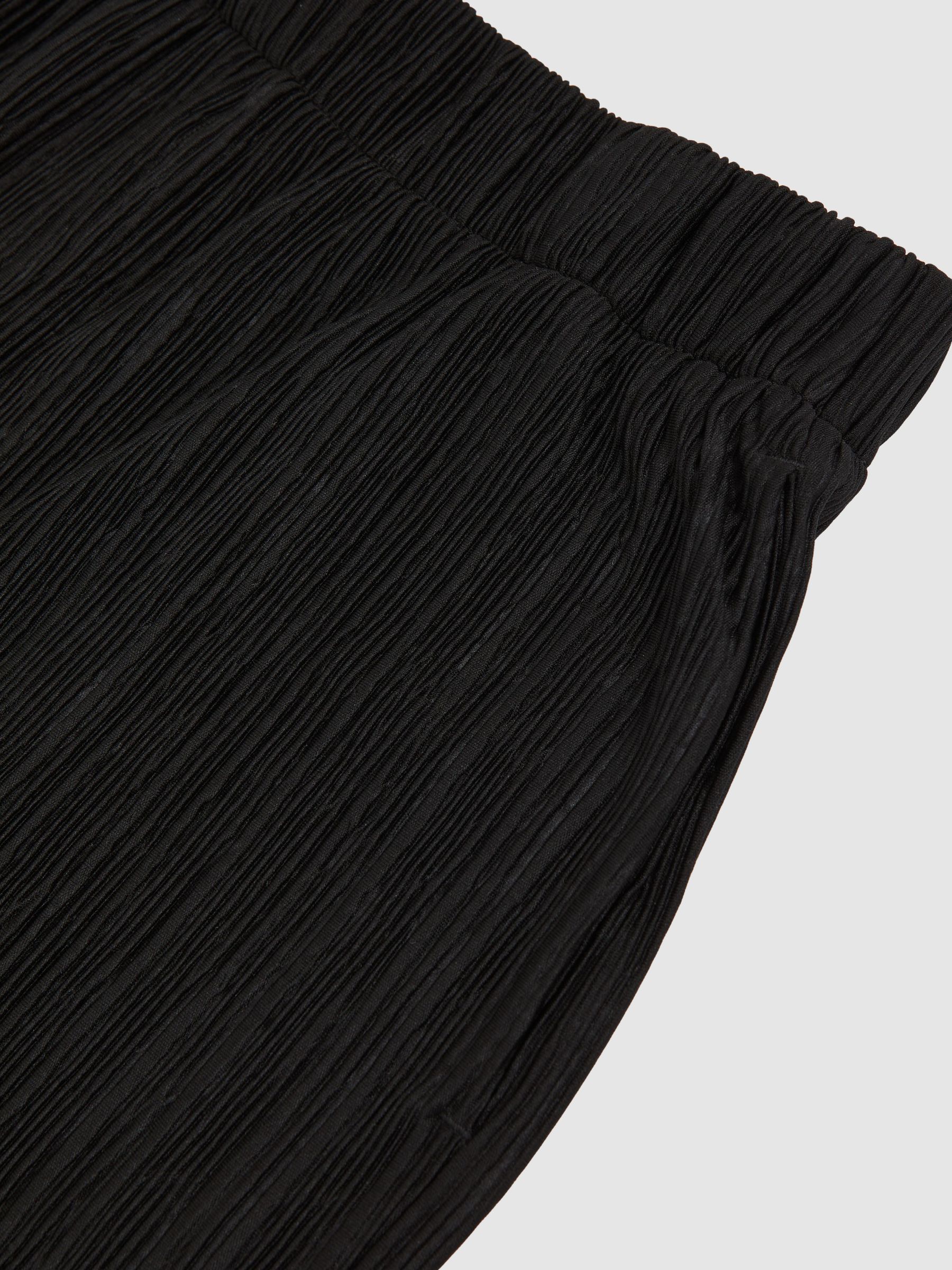Wide Leg Plisse Trousers in Black - image 4