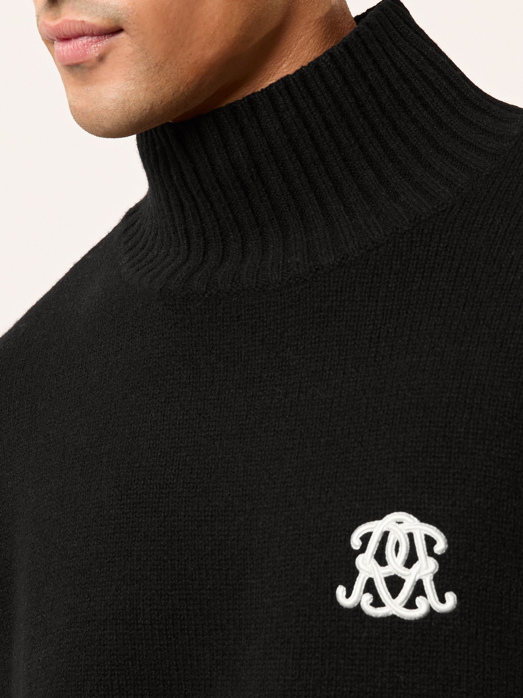 Monogram Wool Funnel-Neck Jumper in Black - Image 4 of 6