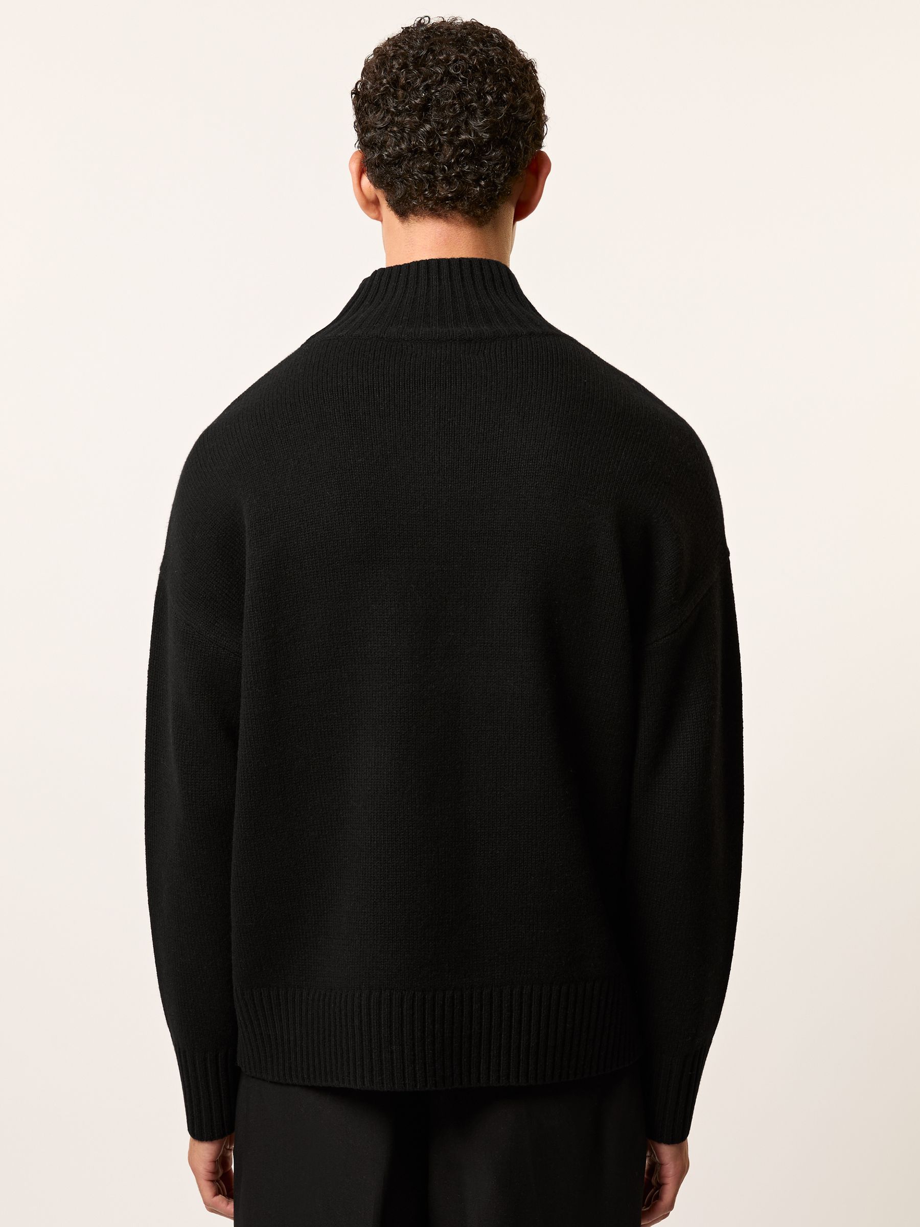 Monogram Wool Funnel-Neck Jumper in Black - Image 5 of 6