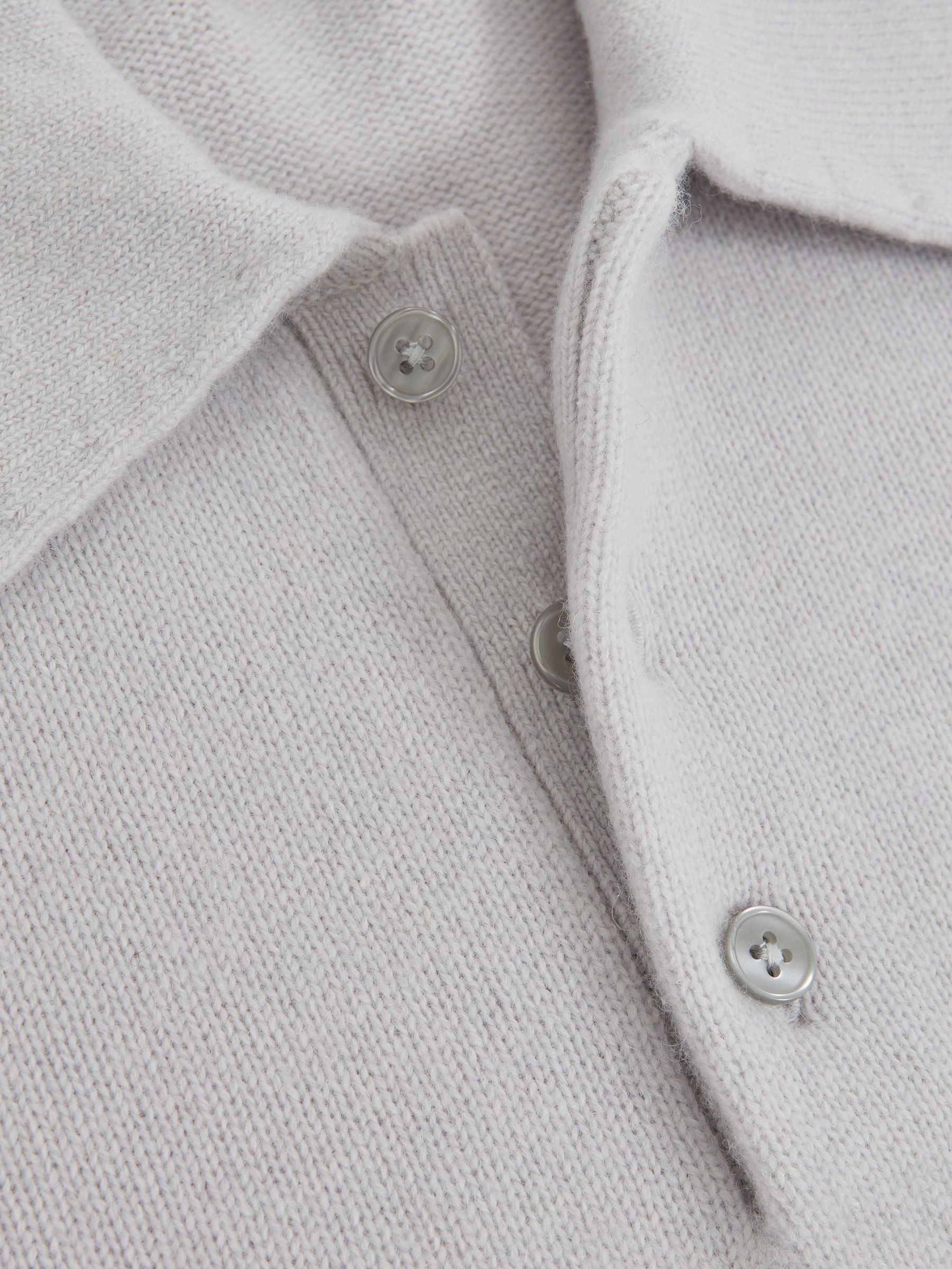 Wool-Blend Polo Jumper with Cashmere in Ice Grey - image 3
