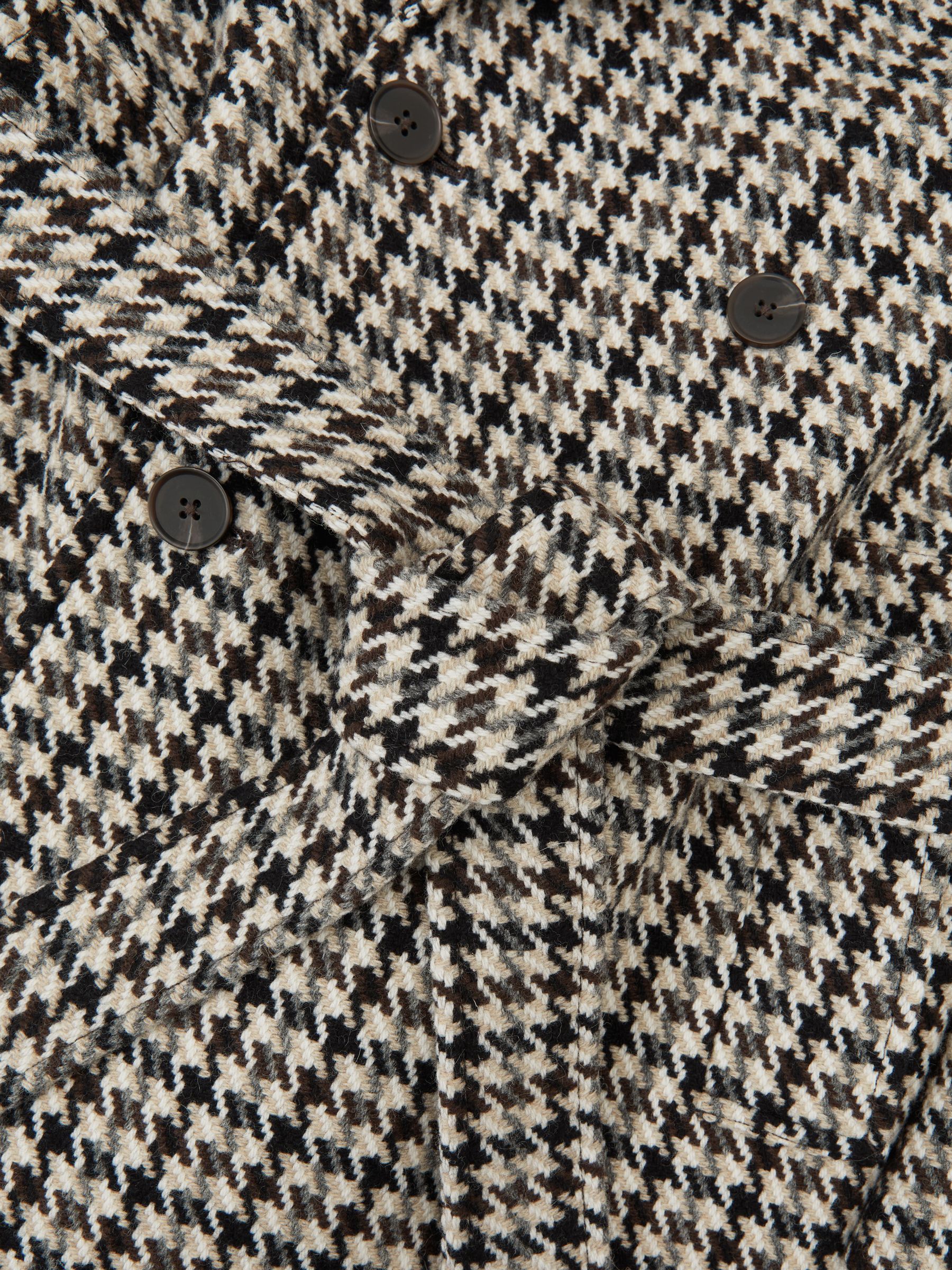 Wool Dogtooth Double-Breasted Overcoat in Brown Multi - image 2