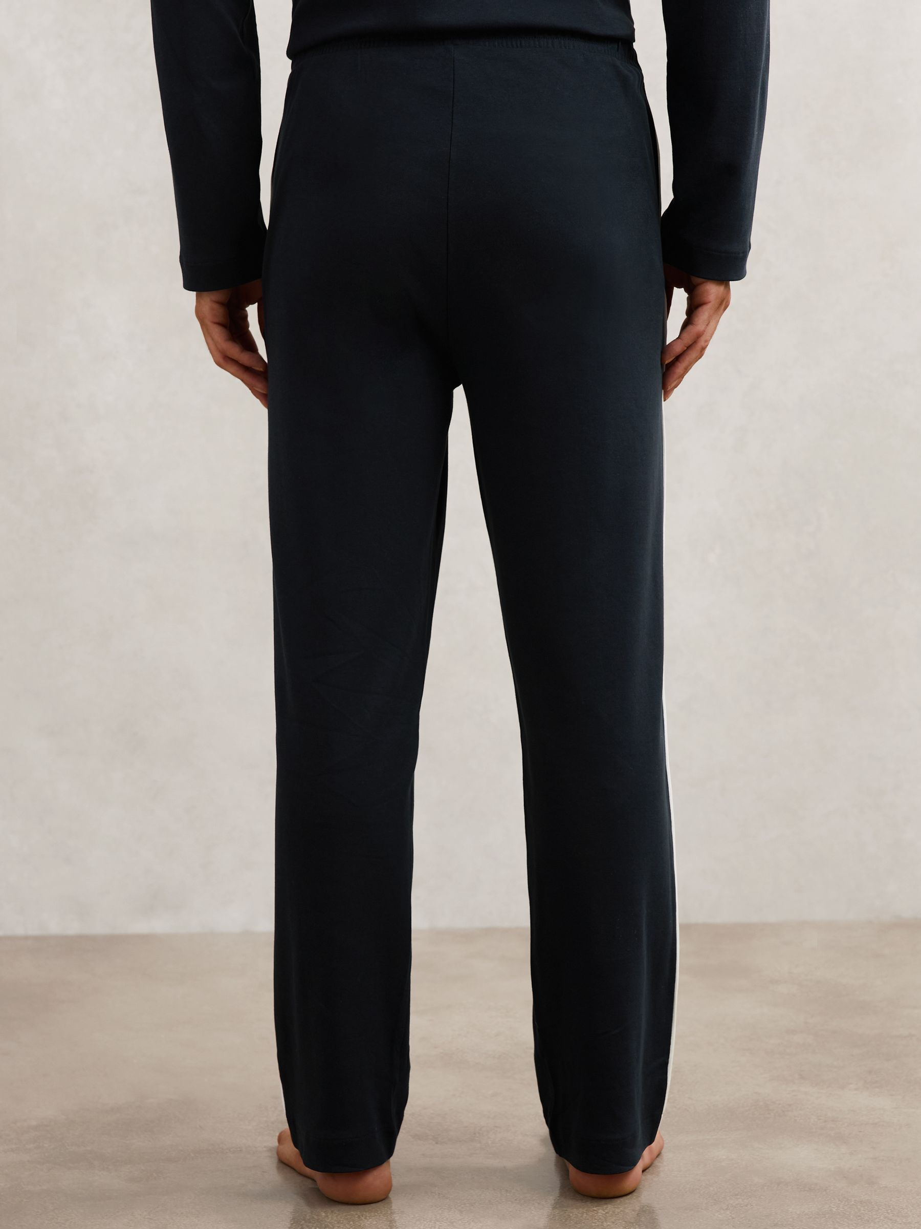 Cotton Piped Pyjamas Set in Navy - Image 8 of 9