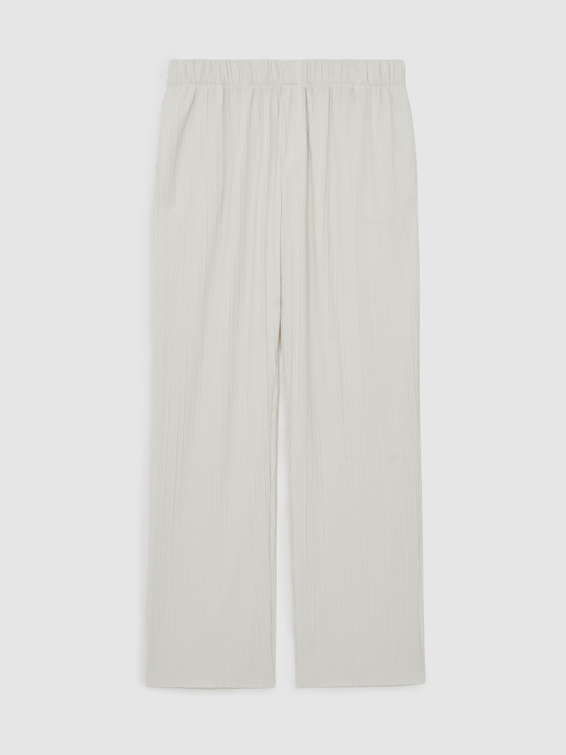 Wide Leg Plisse Trousers in Off White - Image 2 of 7