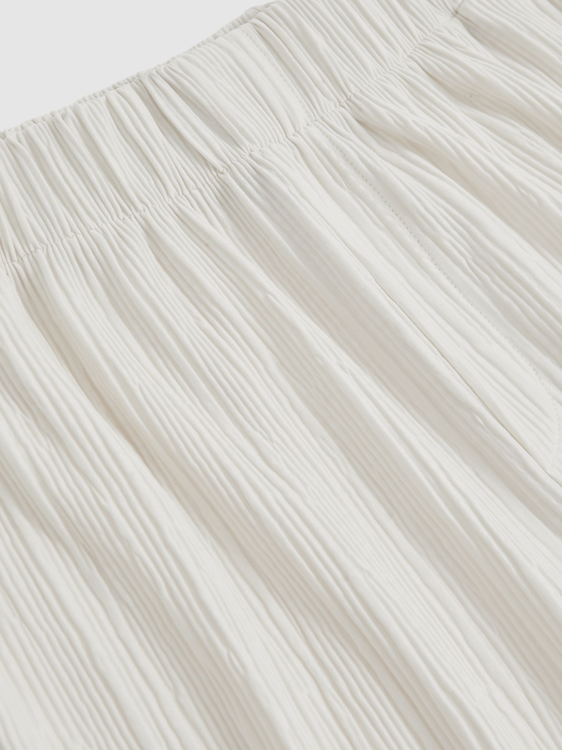 Wide Leg Plisse Trousers in Off White - Image 7 of 7