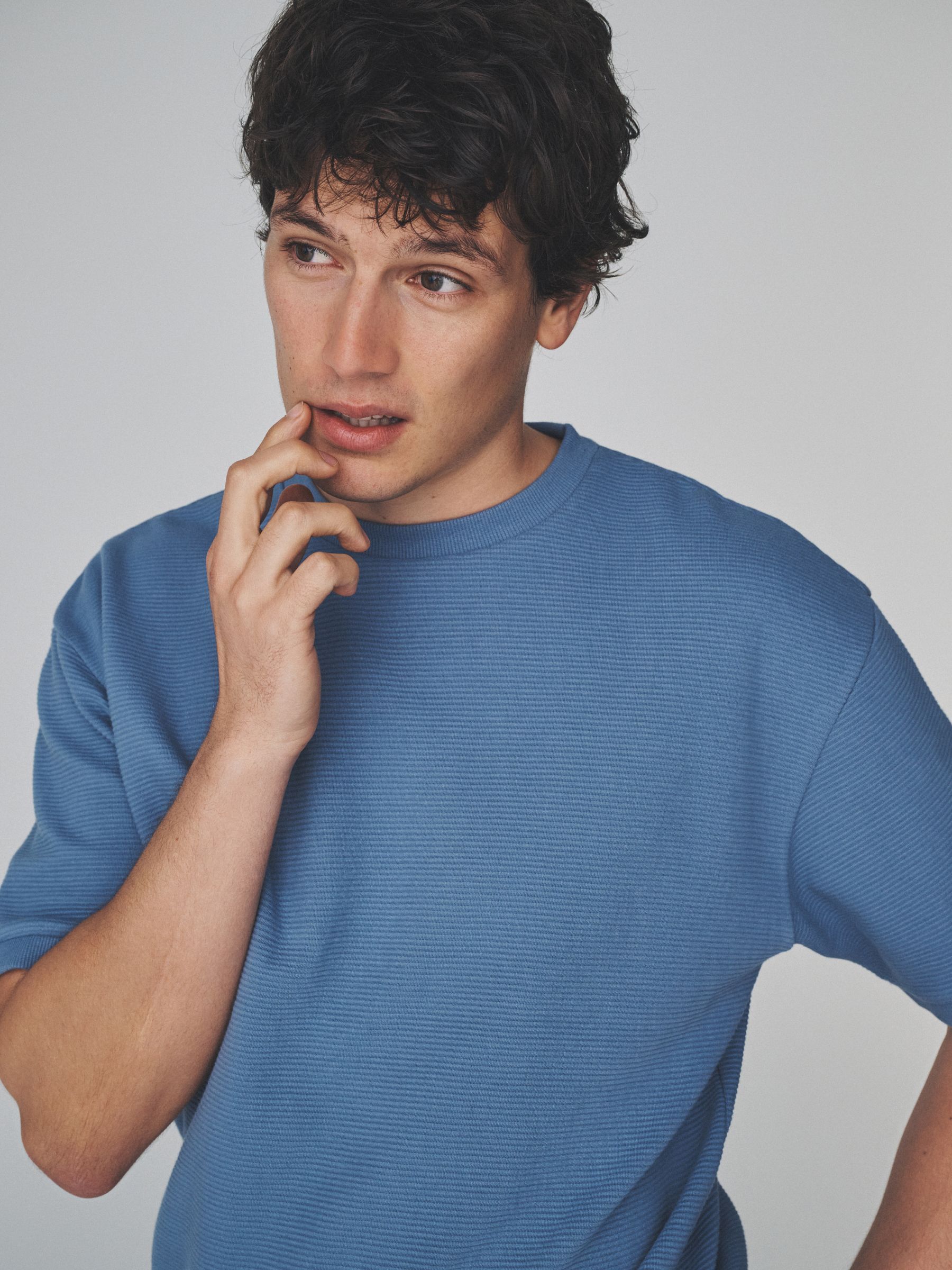 2 Pack Cotton Relaxed Fit Crew Neck TShirt Blue/Stone - Image 1 of 6