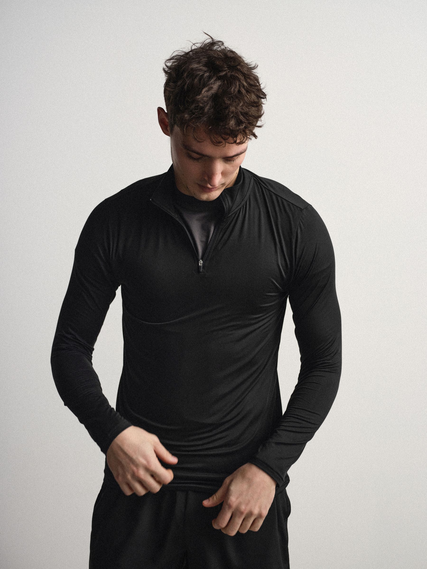 2 Pack Activewear Zip Neck Tops Black/Grey - Image 5 of 6