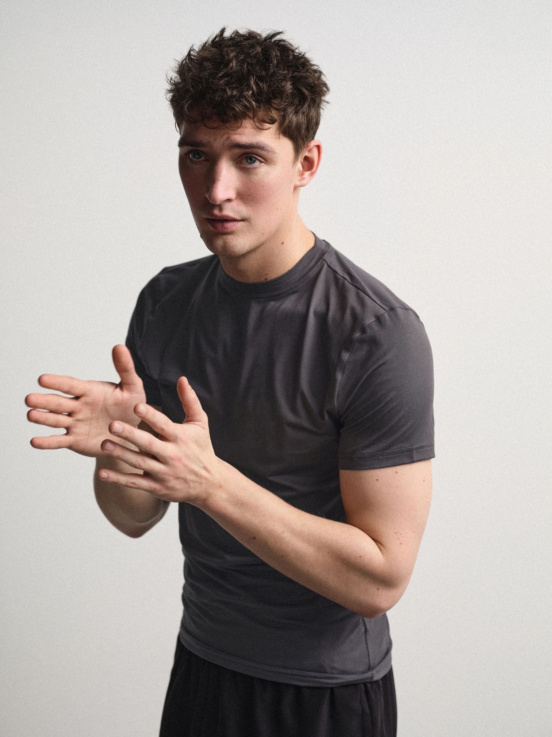 3 Pack Activewear Crew Neck T-Shirts Grey/Navy - Image 1 of 6