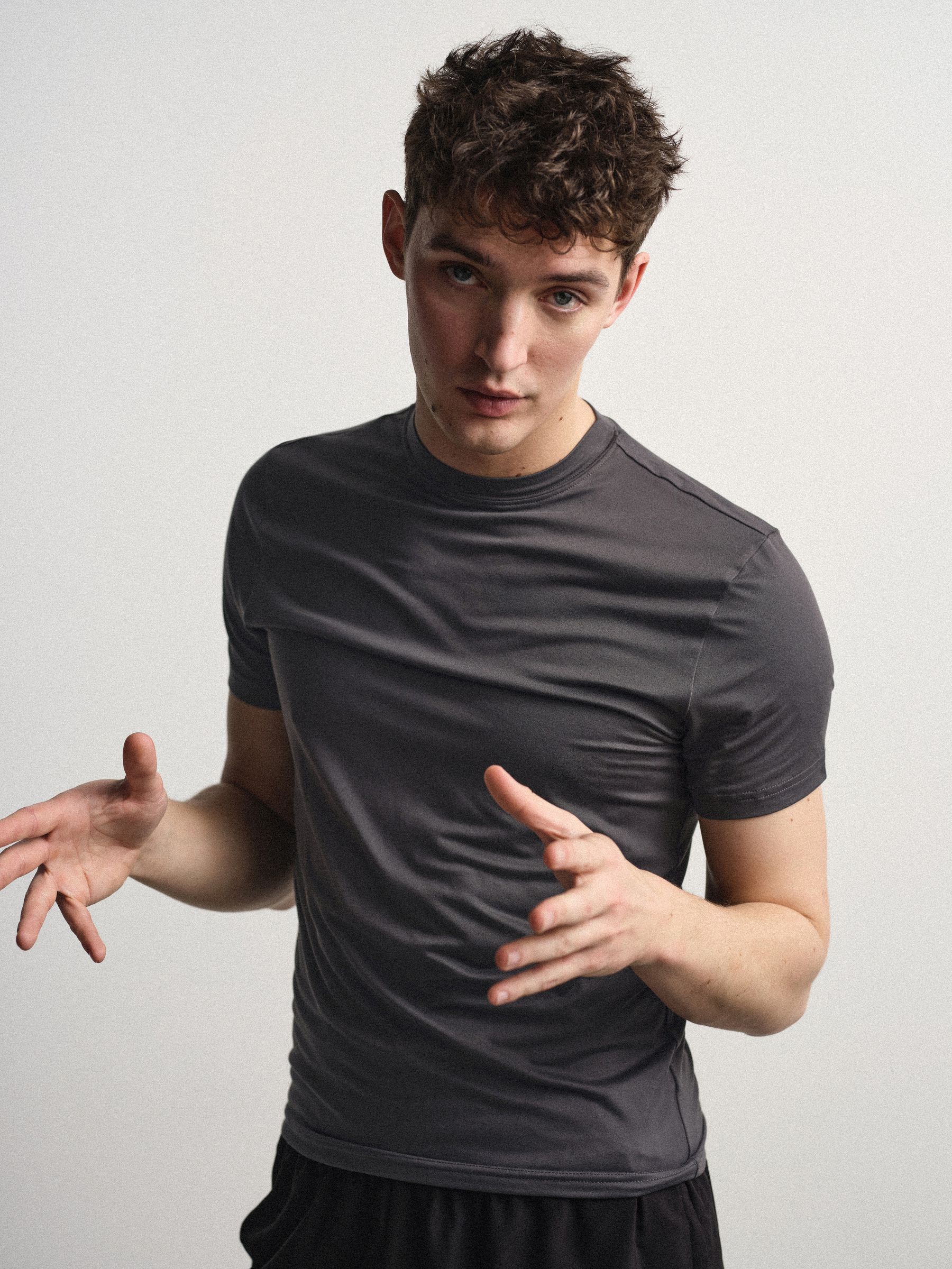 3 Pack Activewear Crew Neck T-Shirts Grey/Navy - Image 4 of 6