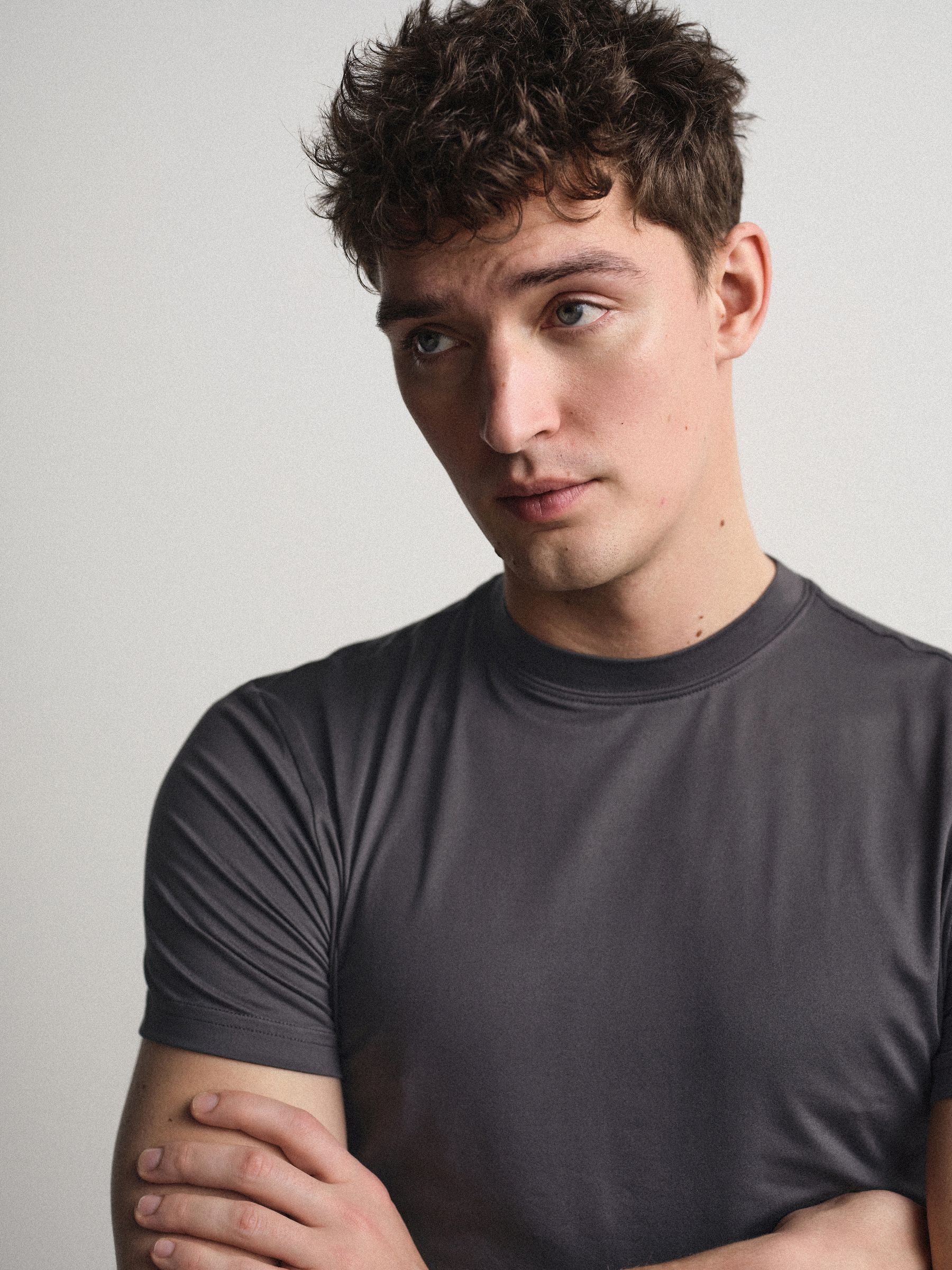 3 Pack Activewear Crew Neck T-Shirts Grey/Navy - Image 5 of 6