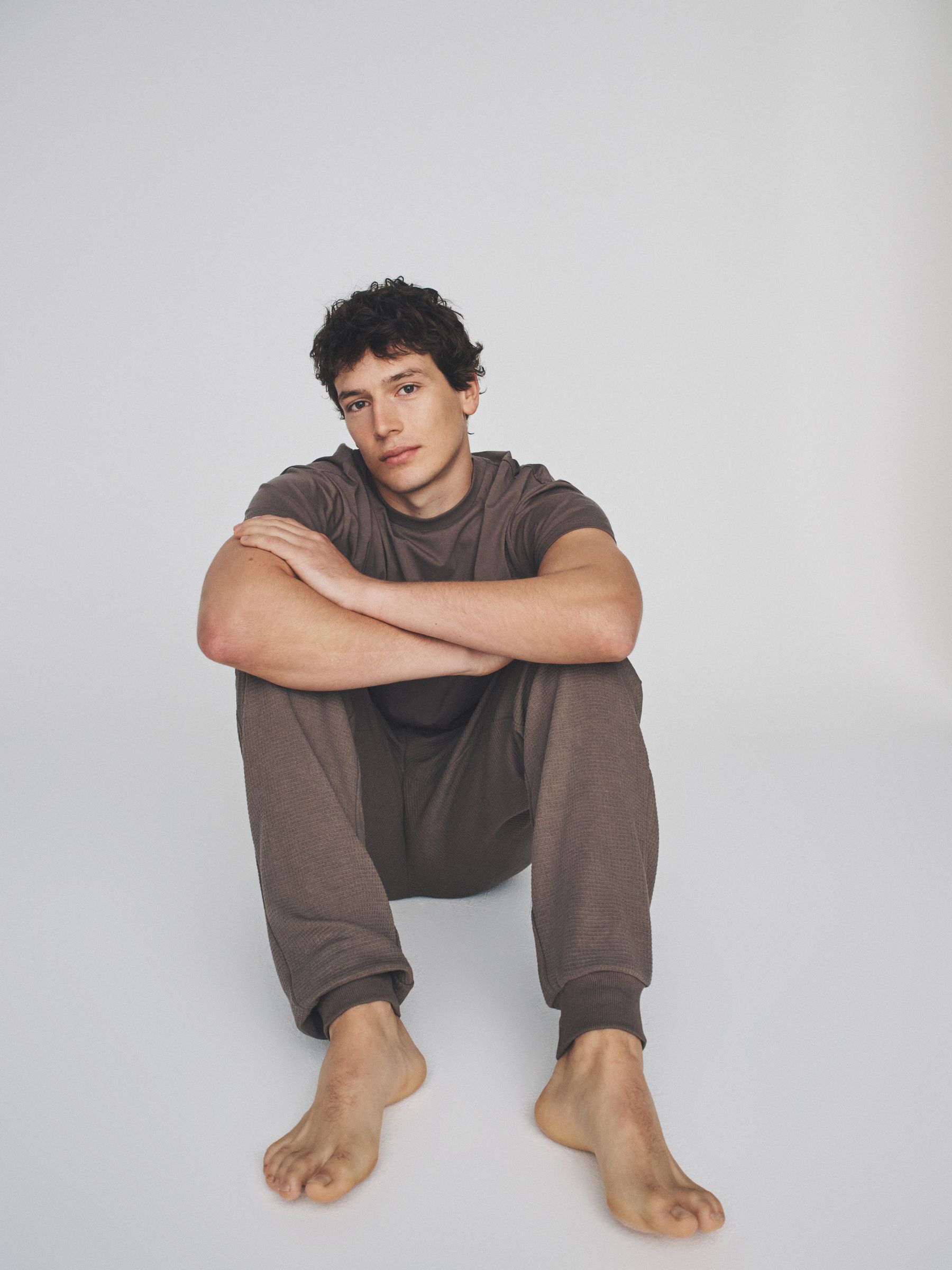 2 Pack Relaxed Fit TShirts and Waffle Loungepants Set Chocolate Brown - Image 4 of 6