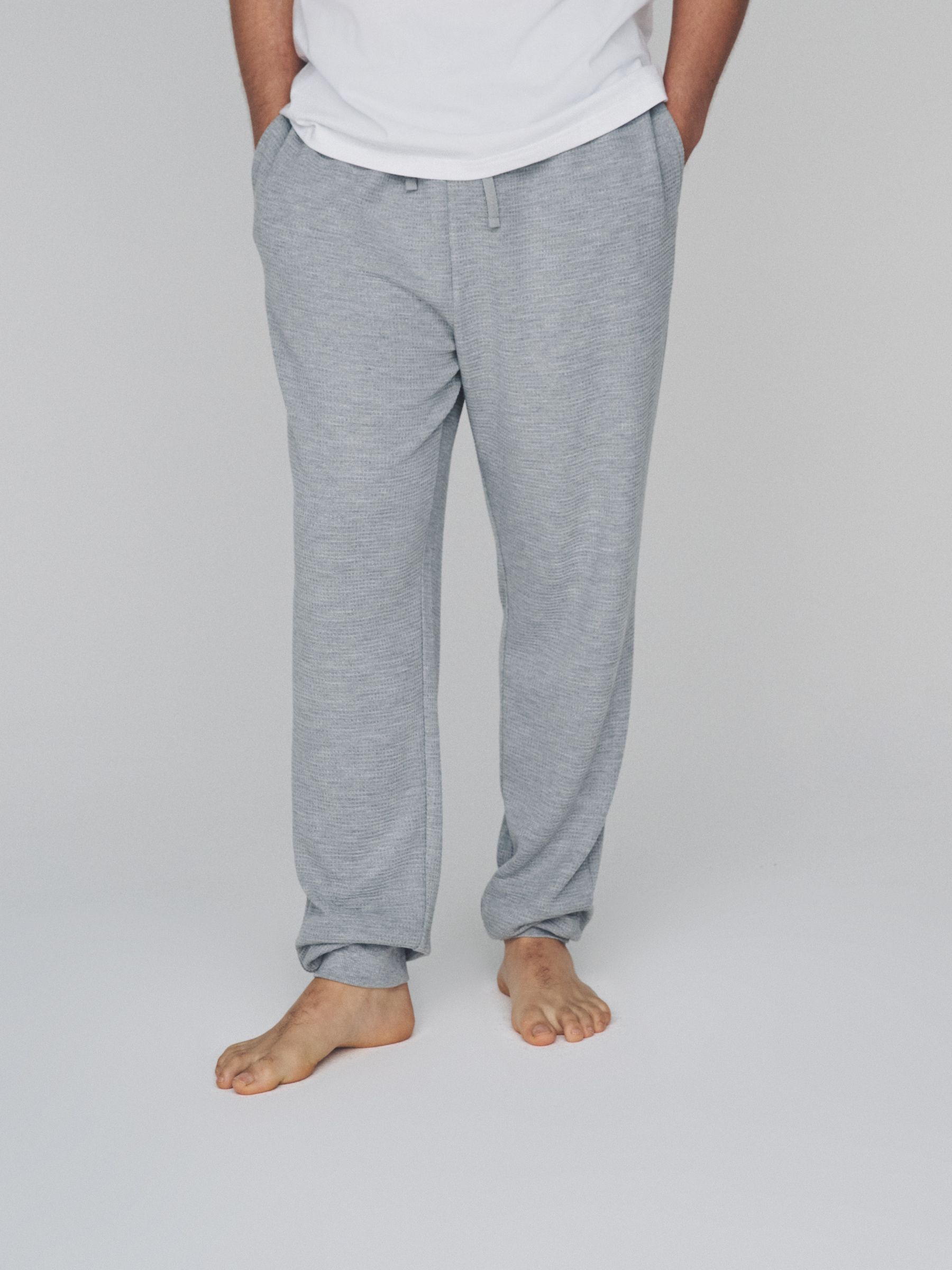 2 Pack Relaxed Fit TShirts and Waffle Loungepants Set Blue/Grey - Image 2 of 5 2 Pack Relaxed Fit TShirts and Waffle Loungepants Set Blue/Grey - Image 2 of 5