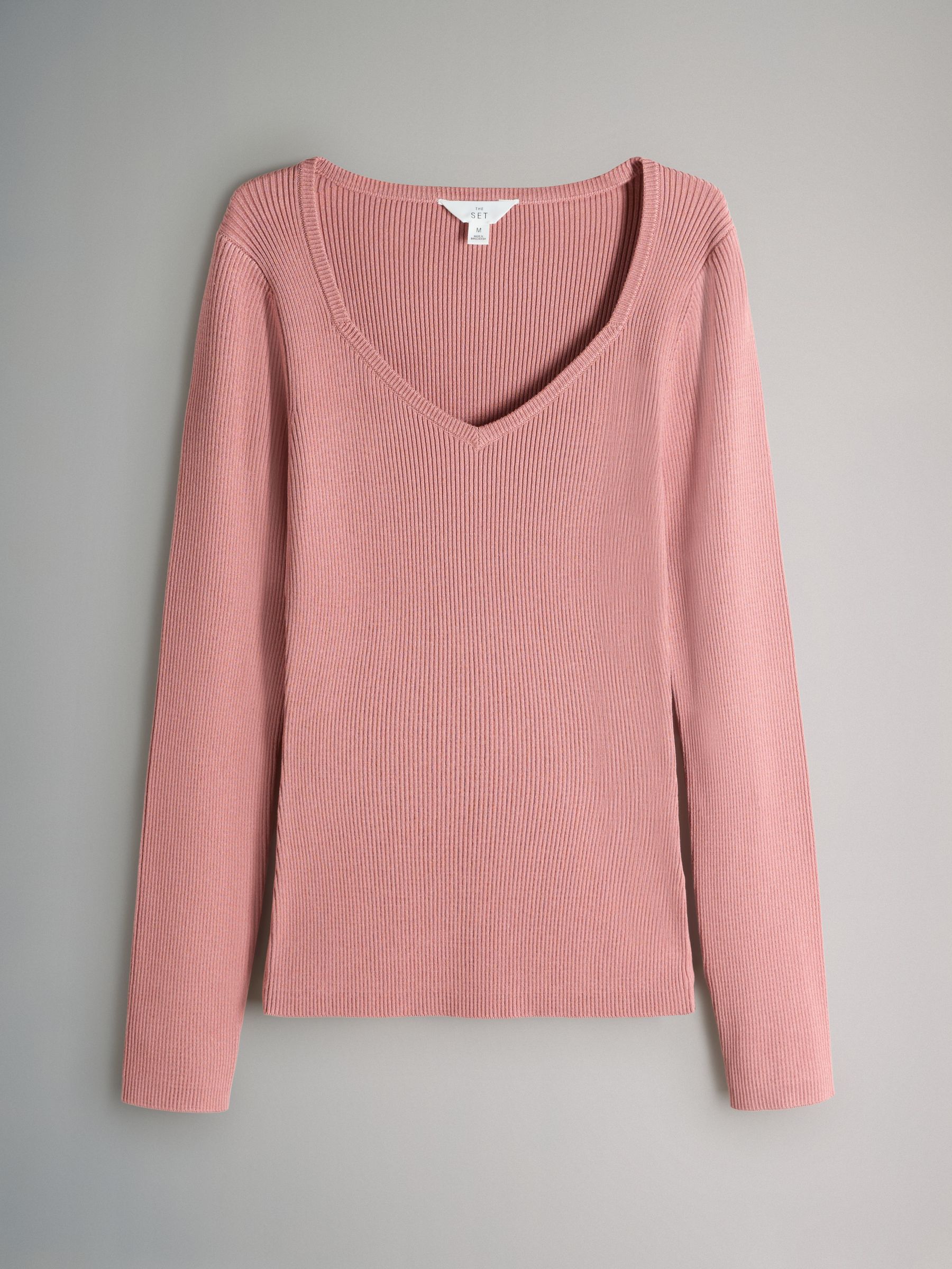 3 Pack Knitted Sweatheart Long Sleeve Tops Pink/Chocolate Brown - Image 2 of 6