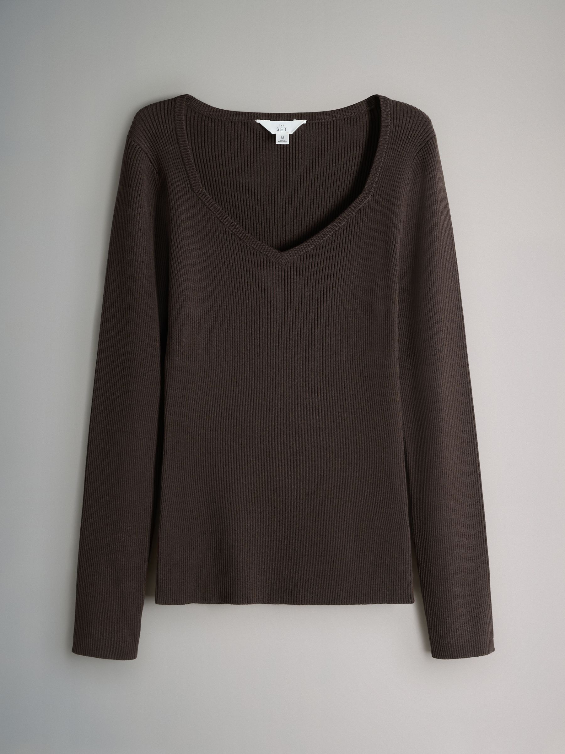 3 Pack Knitted Sweatheart Long Sleeve Tops Pink/Chocolate Brown - Image 3 of 6