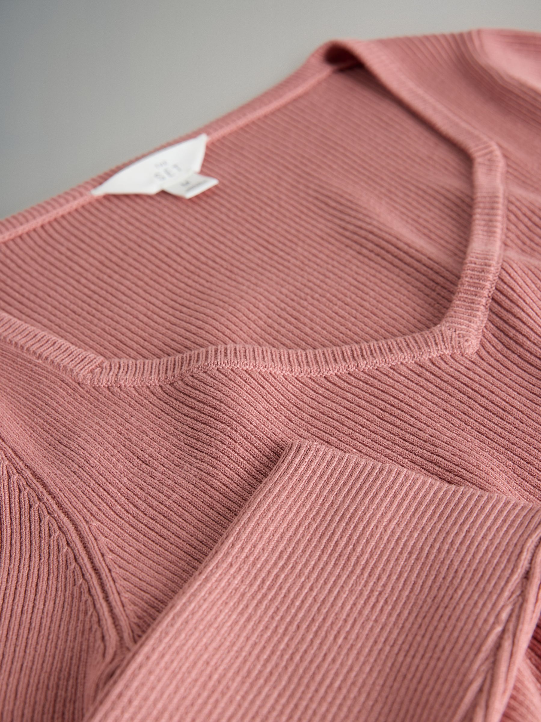 3 Pack Knitted Sweatheart Long Sleeve Tops Pink/Chocolate Brown - Image 6 of 6