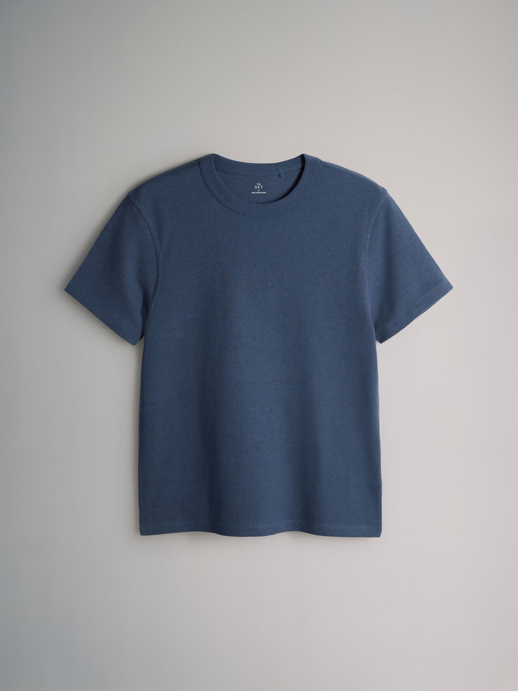 4 Pack Regular Fit Crew Neck Waffle TShirts Blue/White - Image 3 of 6