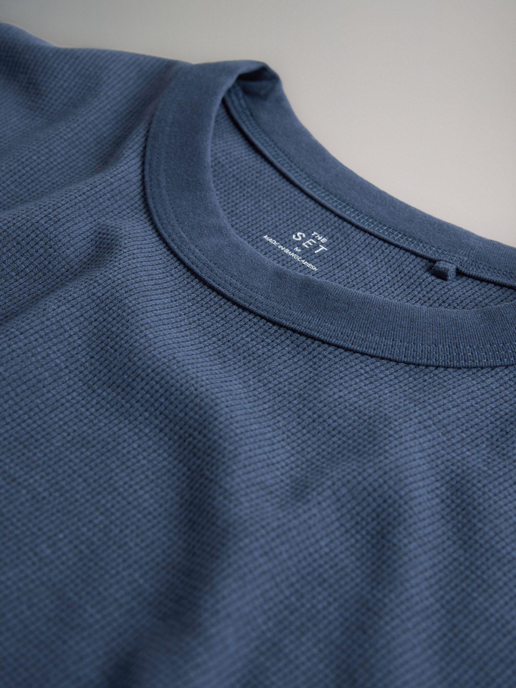 4 Pack Regular Fit Crew Neck Waffle TShirts Blue/White - Image 6 of 6