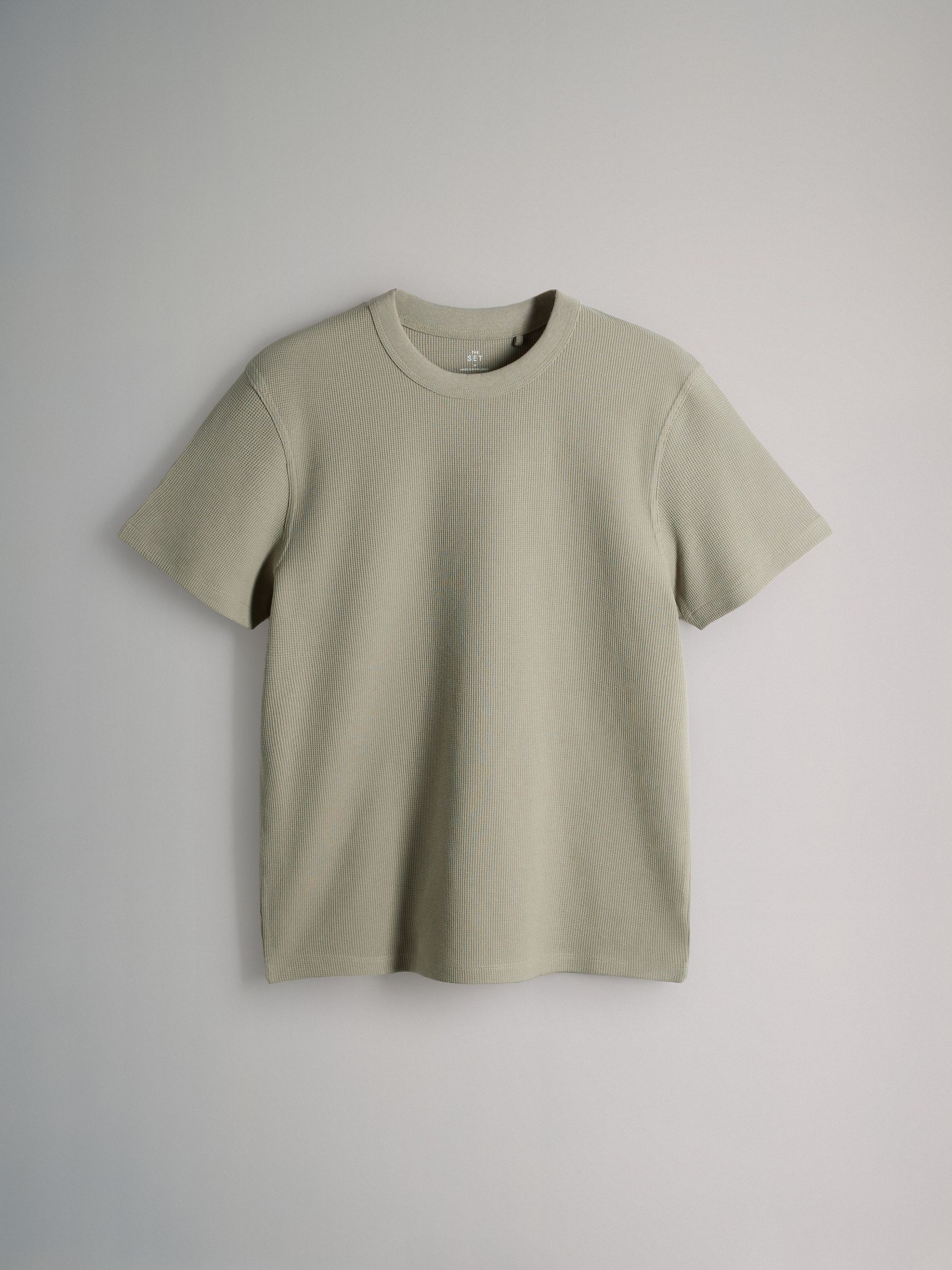 4 Pack Regular Fit Crew Neck Waffle TShirts Charcoal Grey - Image 3 of 6