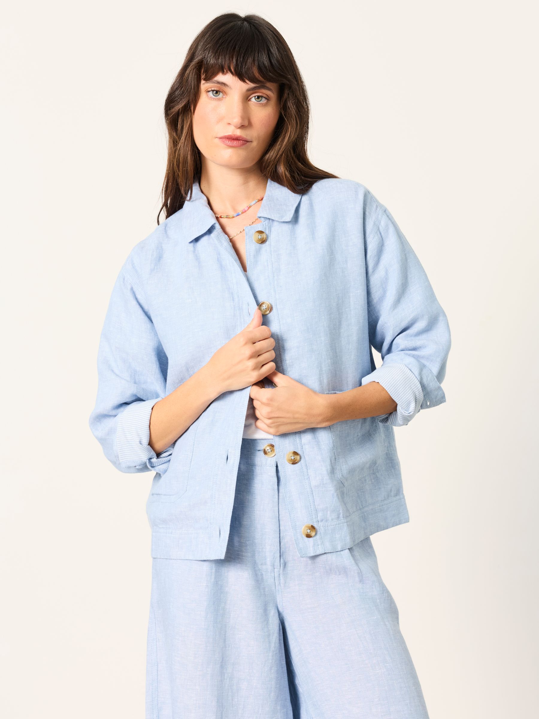 Darcy Blue Regular Linen Jacket - Image 1 of 6