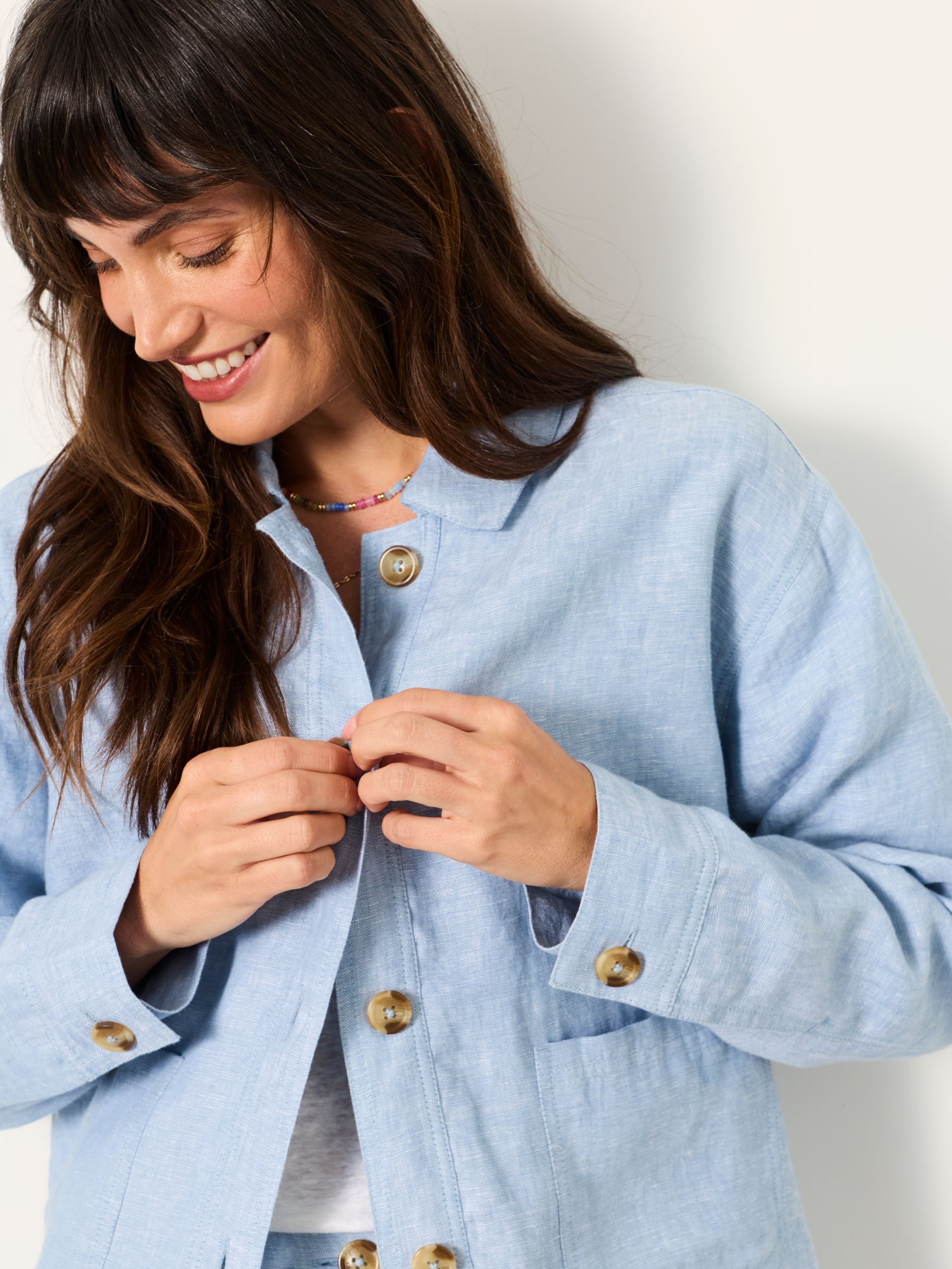 Darcy Blue Regular Linen Jacket - Image 4 of 6