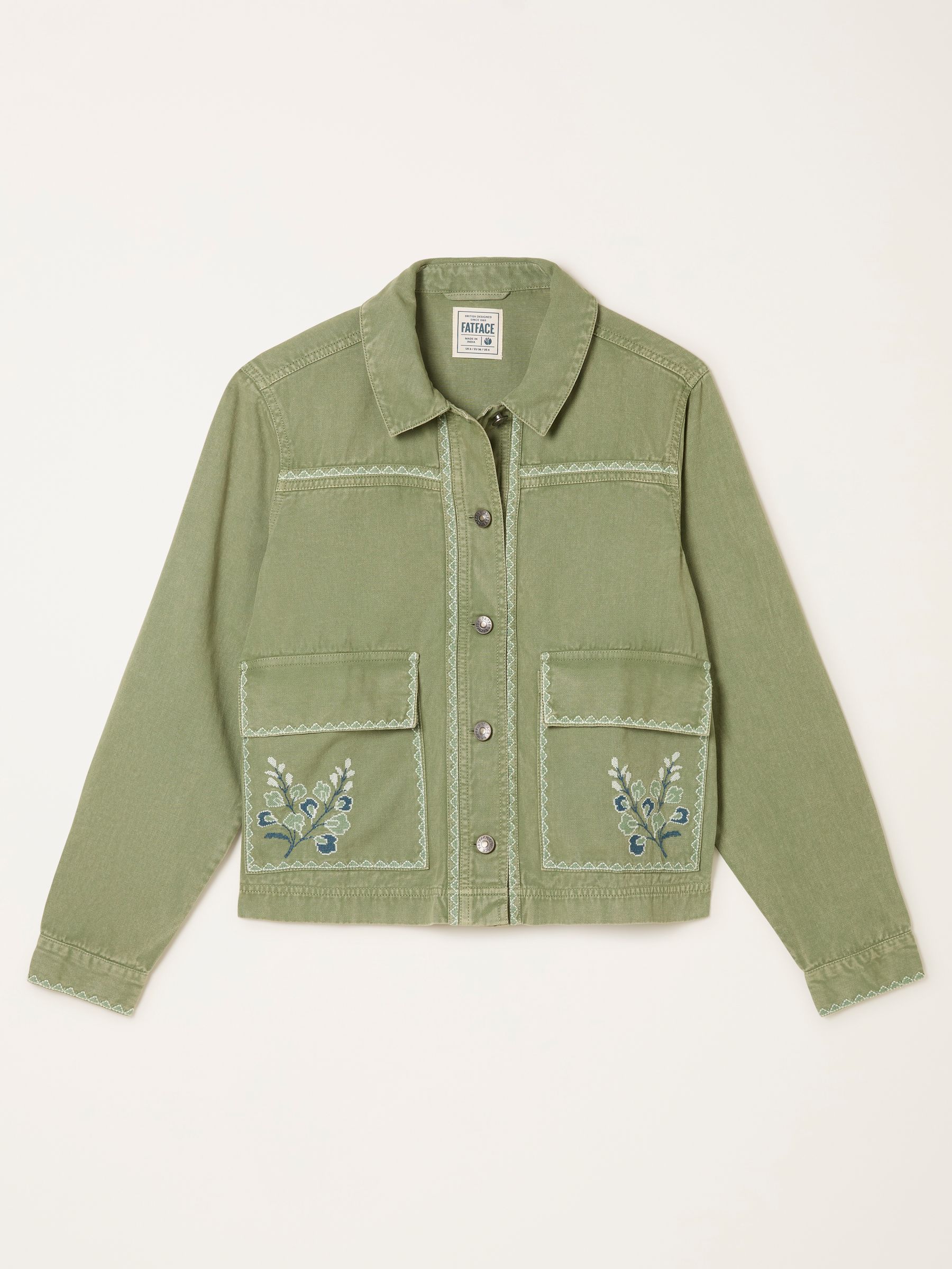 Grace Khaki Green Regular Embroidered Jacket - Image 7 of 7