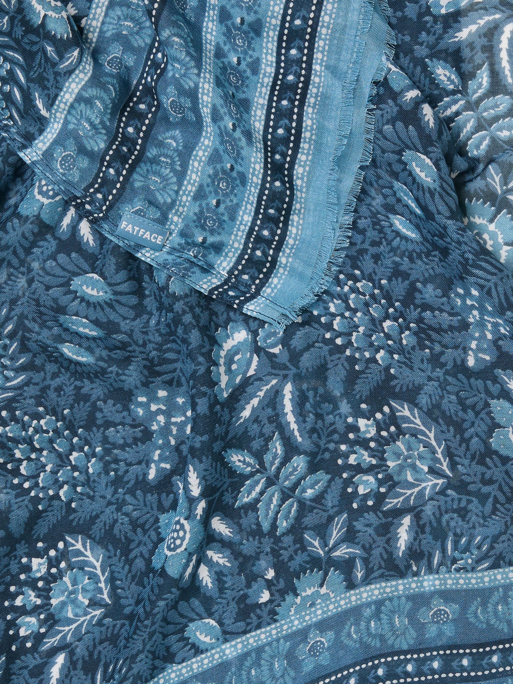 Navy Blue Spring Floral Printed Lightweight Scarf - Image 4 of 4