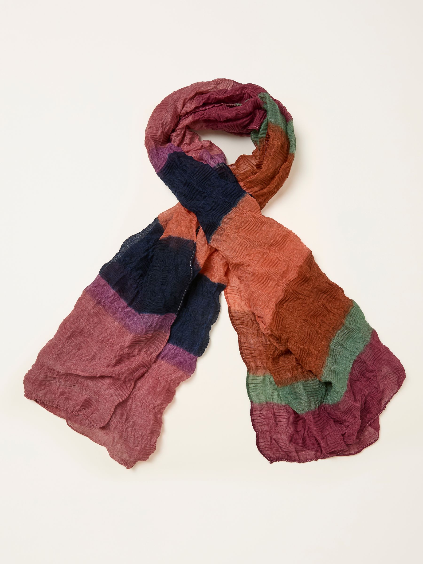 Multi Colour Block Crinkle Lightweight Scarf - Image 1 of 2