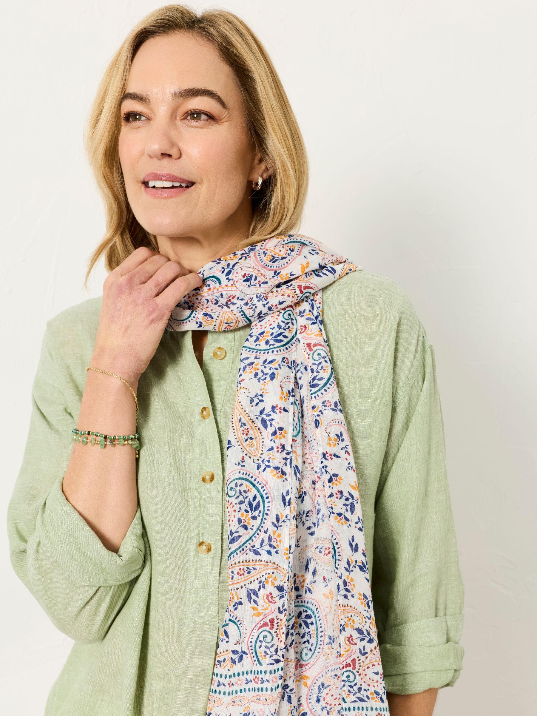 Ivory Paisley Printed Lightweight Scarf - Image 1 of 4