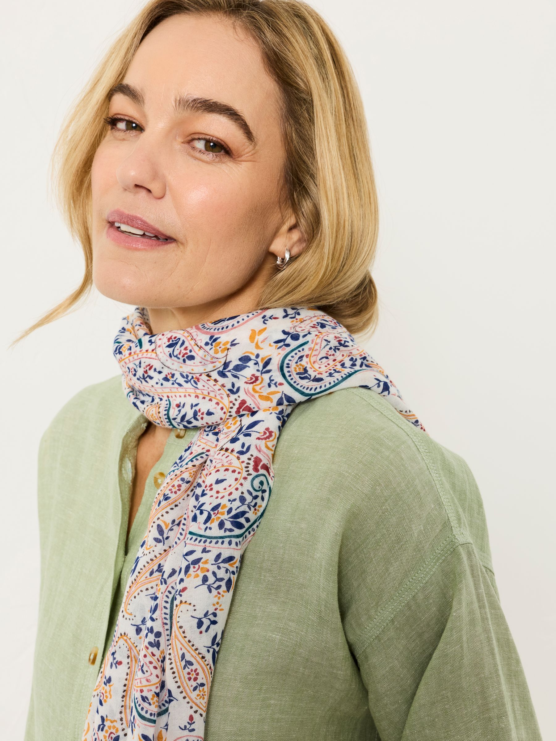 Ivory Paisley Printed Lightweight Scarf - Image 2 of 4