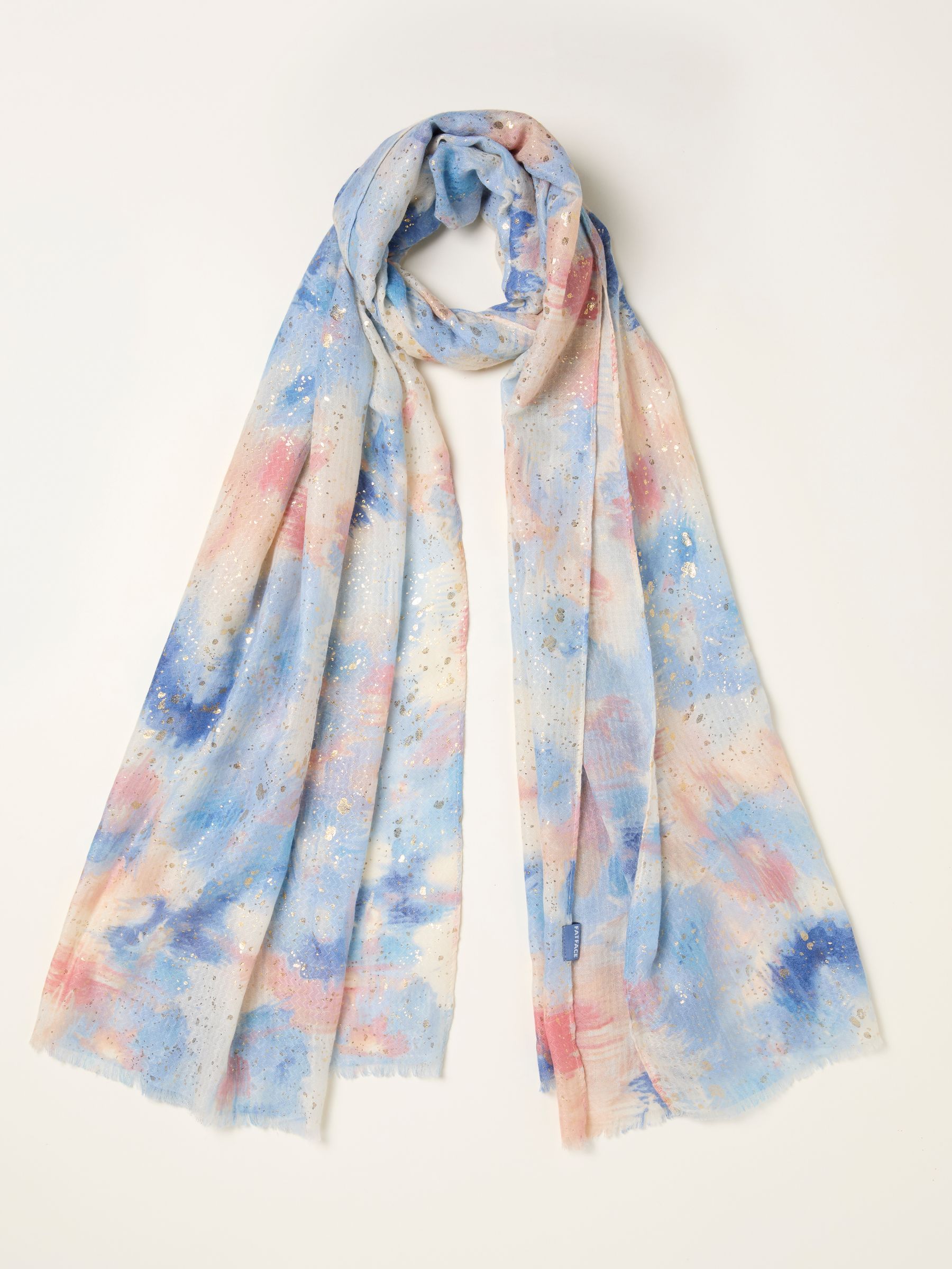 Blue Abstract Foil Printed Lightweight Scarf - Image 1 of 2