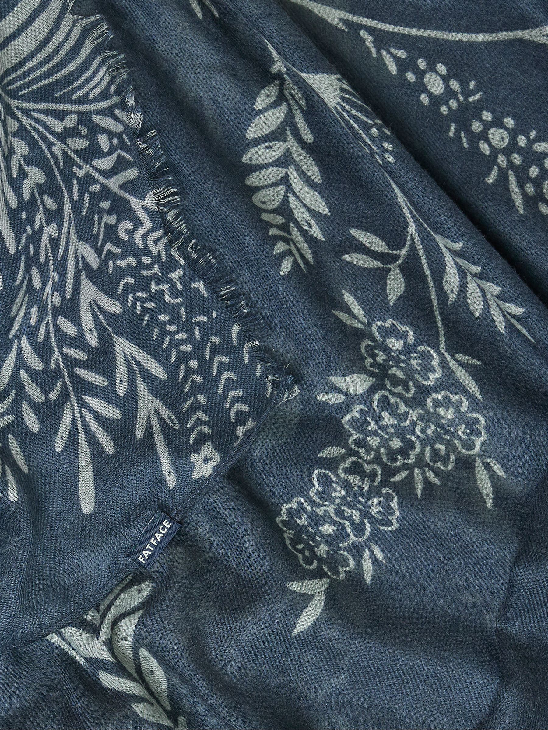 Navy Blue Summer Meadow Printed Scarf - Image 2 of 2
