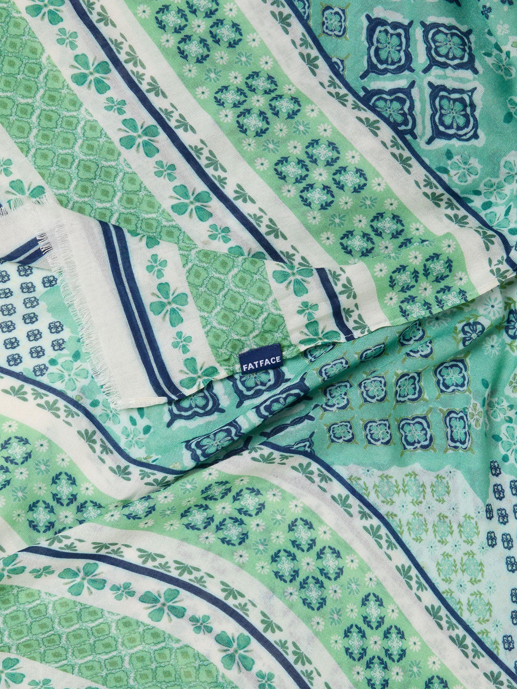 Green Patchwork Printed Lightweight Scarf - Image 2 of 2