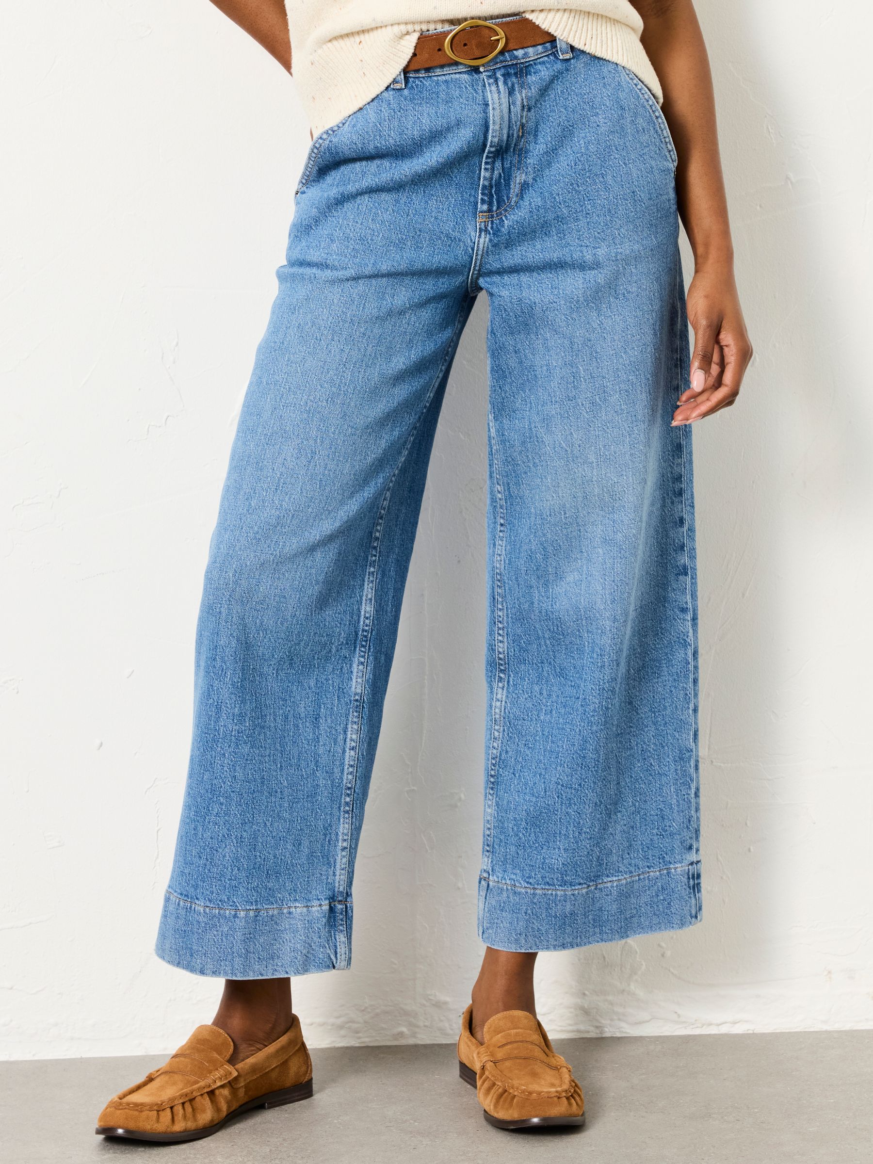 Hove Bright Blue Wide Leg Crop Jeans | FatFace USA