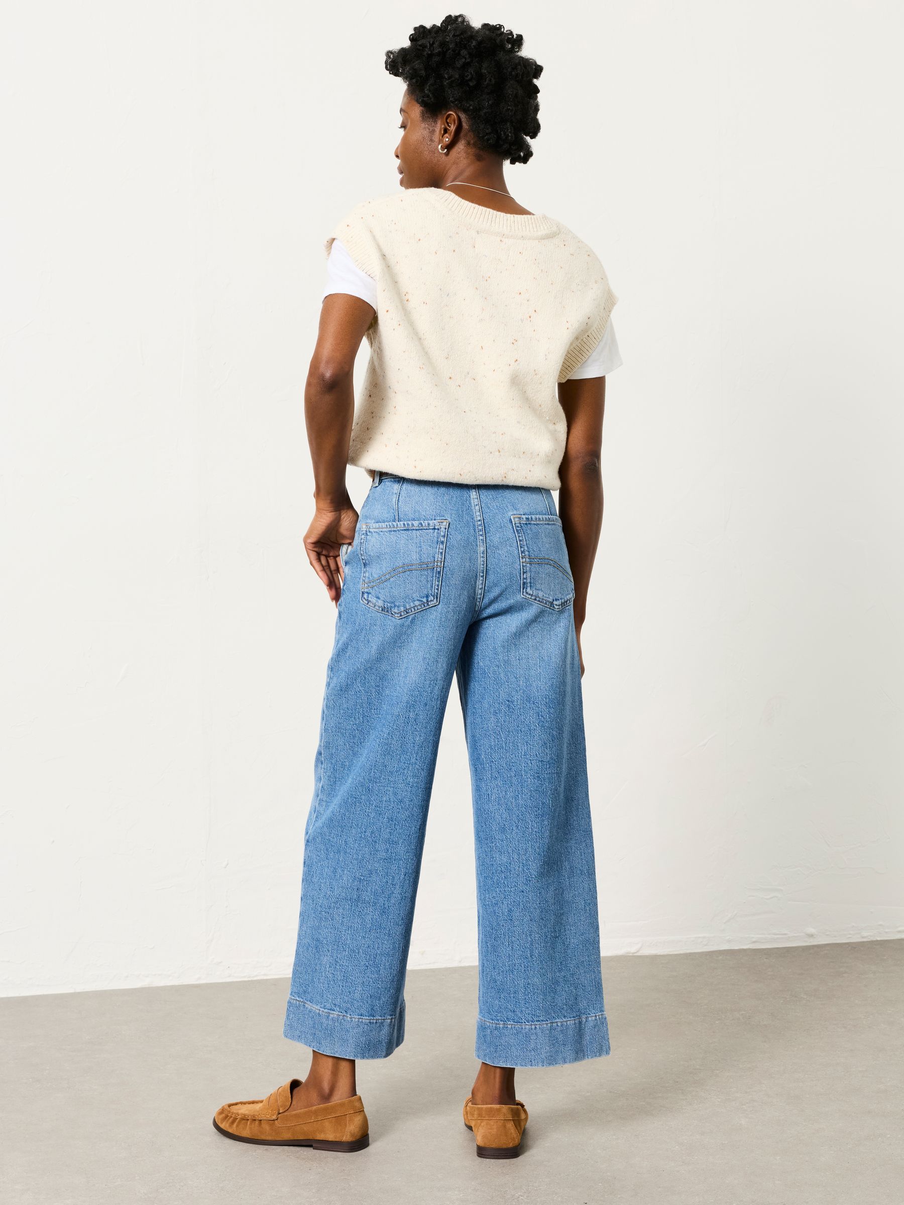 Hove Bright Blue Wide Leg Crop Jeans - Image 2 of 6