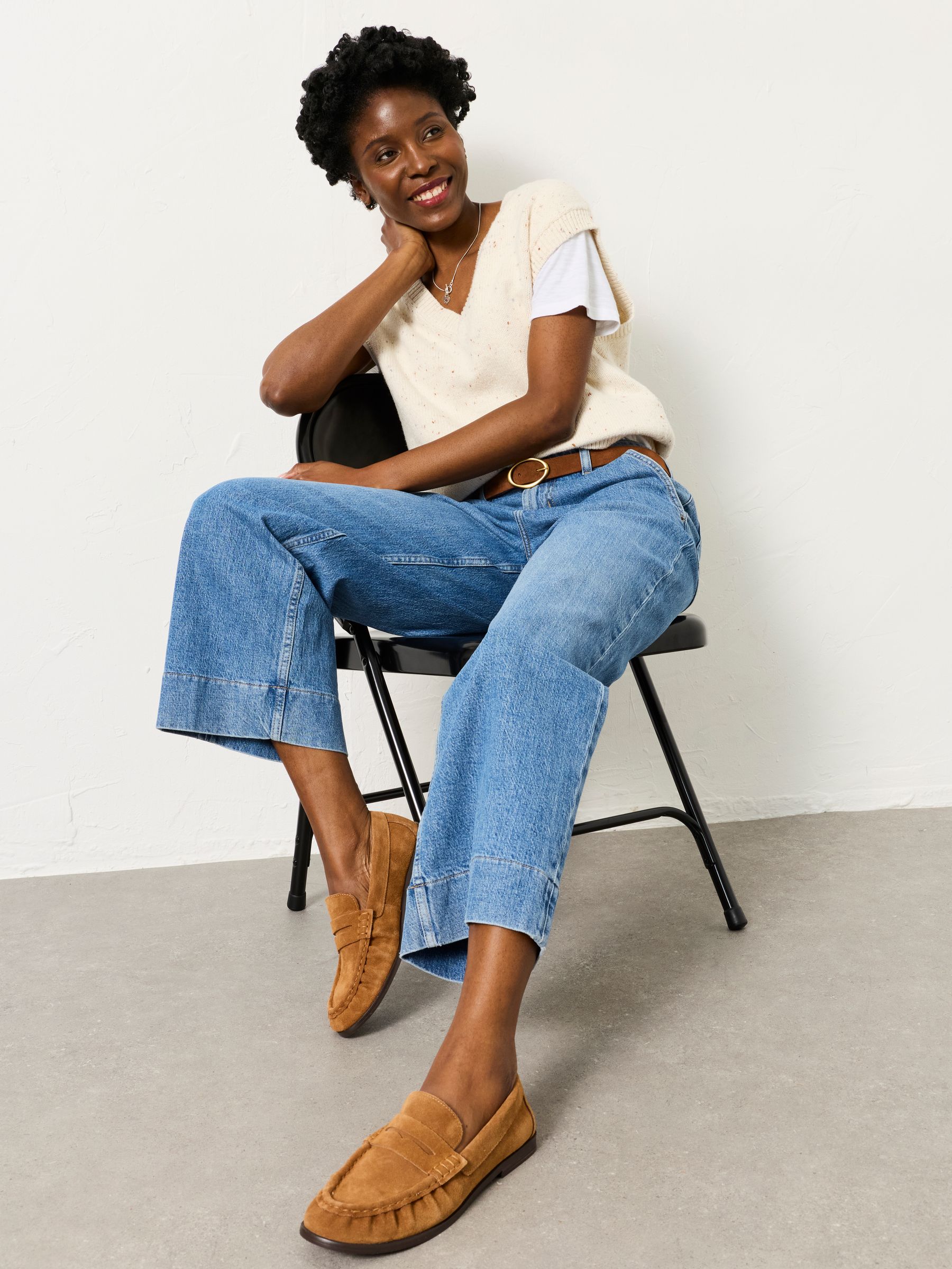 Hove Bright Blue Wide Leg Crop Jeans - Image 3 of 6