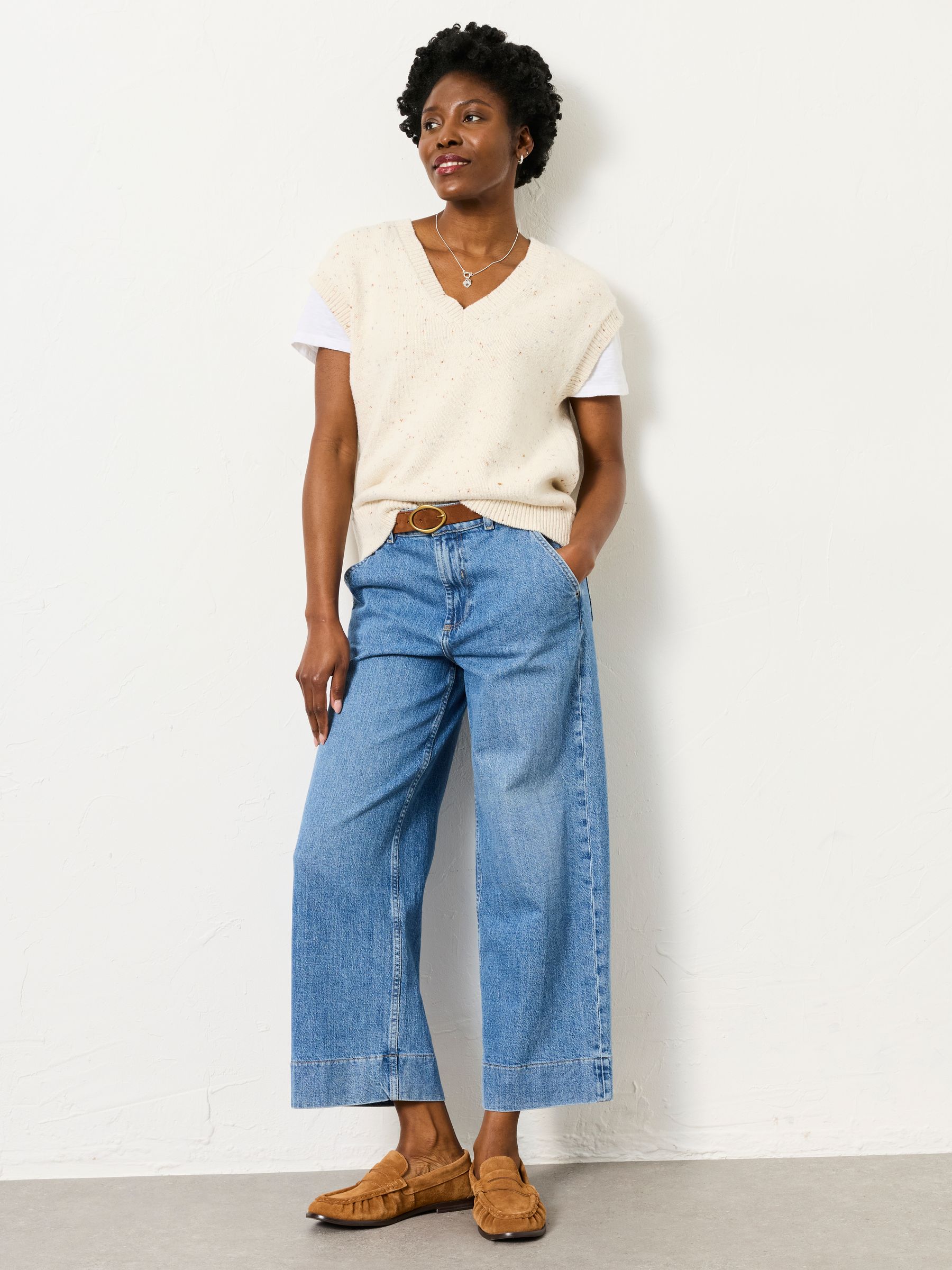 Hove Bright Blue Wide Leg Crop Jeans - Image 5 of 6