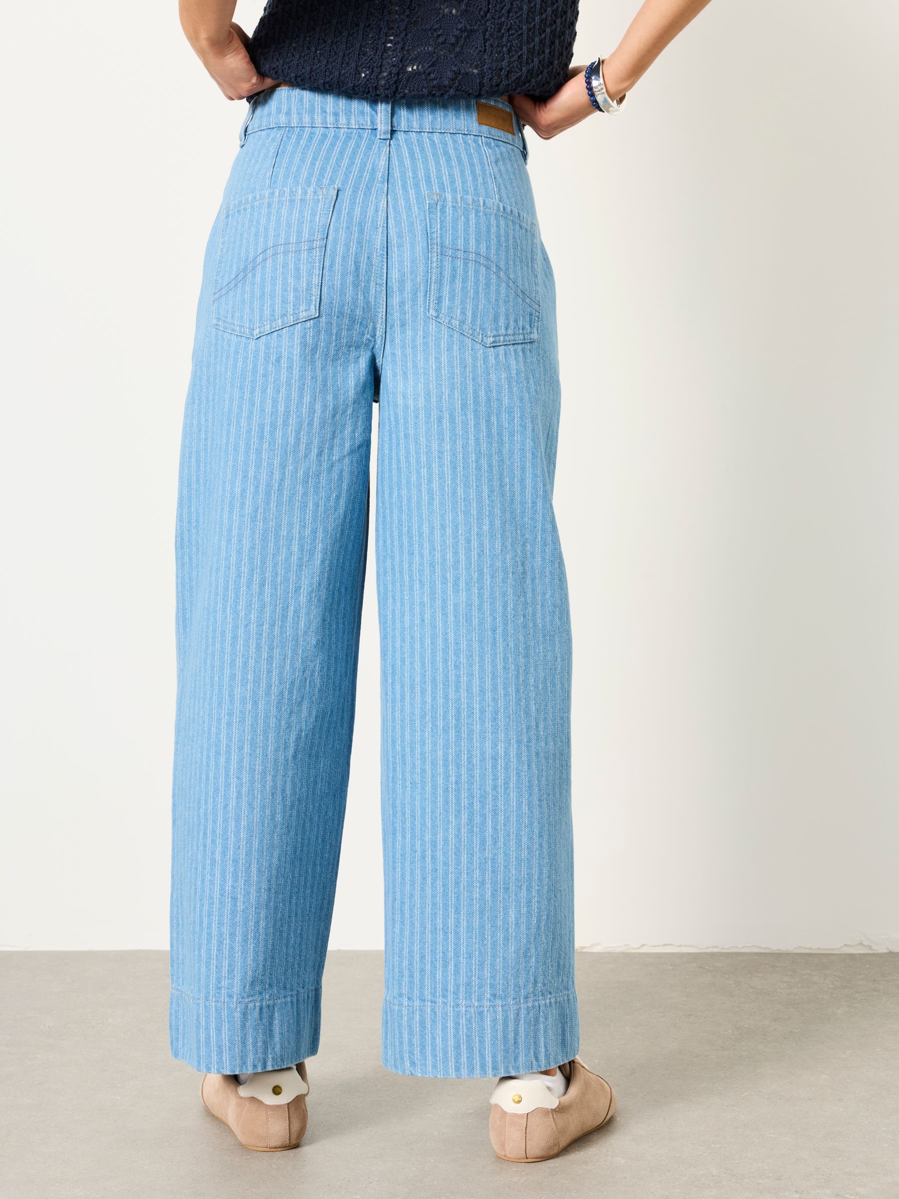 Hove Blue Denim Wide Leg Crop Jeans - Image 3 of 9