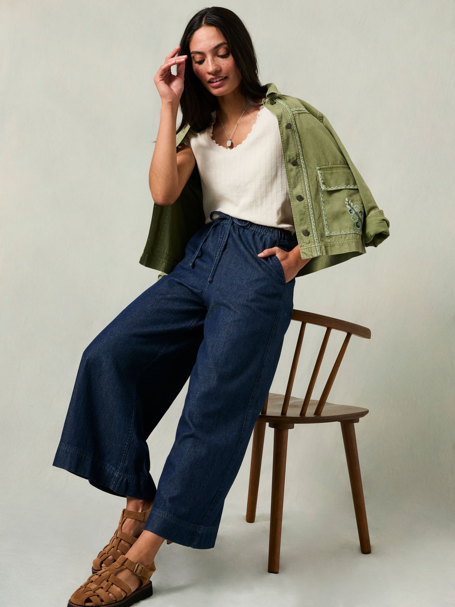 Connie Rinse Wash Wide Leg Culotte - Image 6 of 8