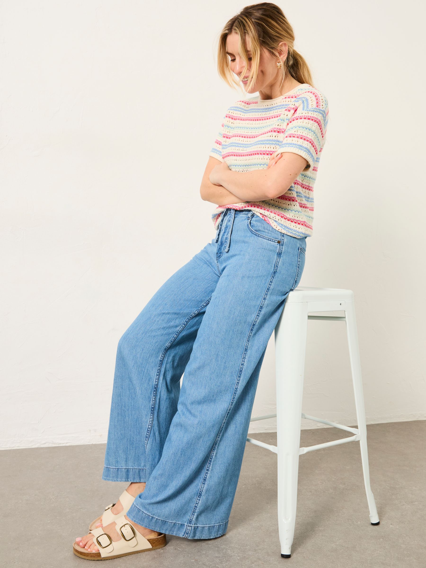 Amberley Blue Denim Wide Leg Jeans - Image 6 of 7