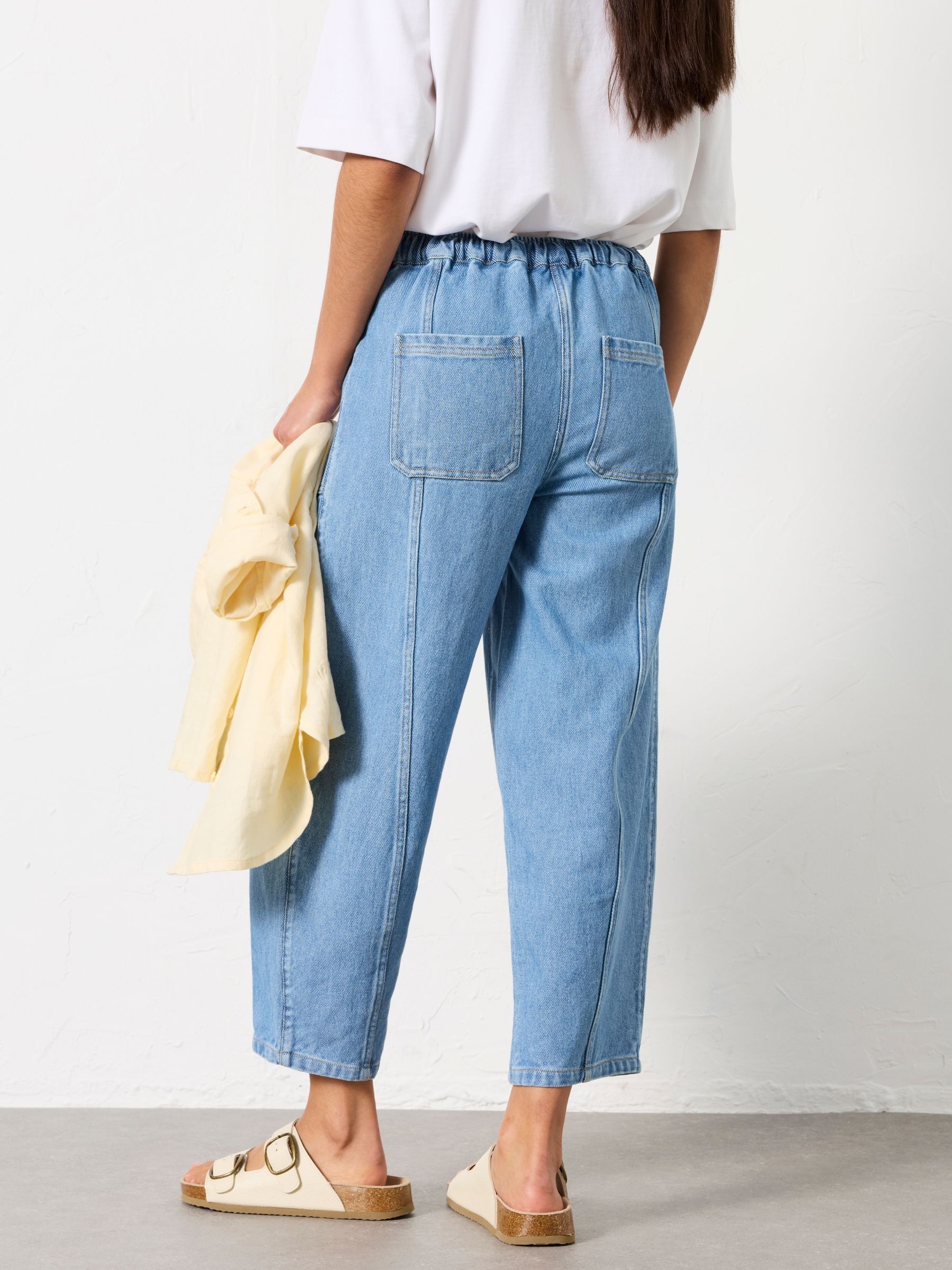 Light Blue Wide Leg Tapered Trousers - Image 2 of 7