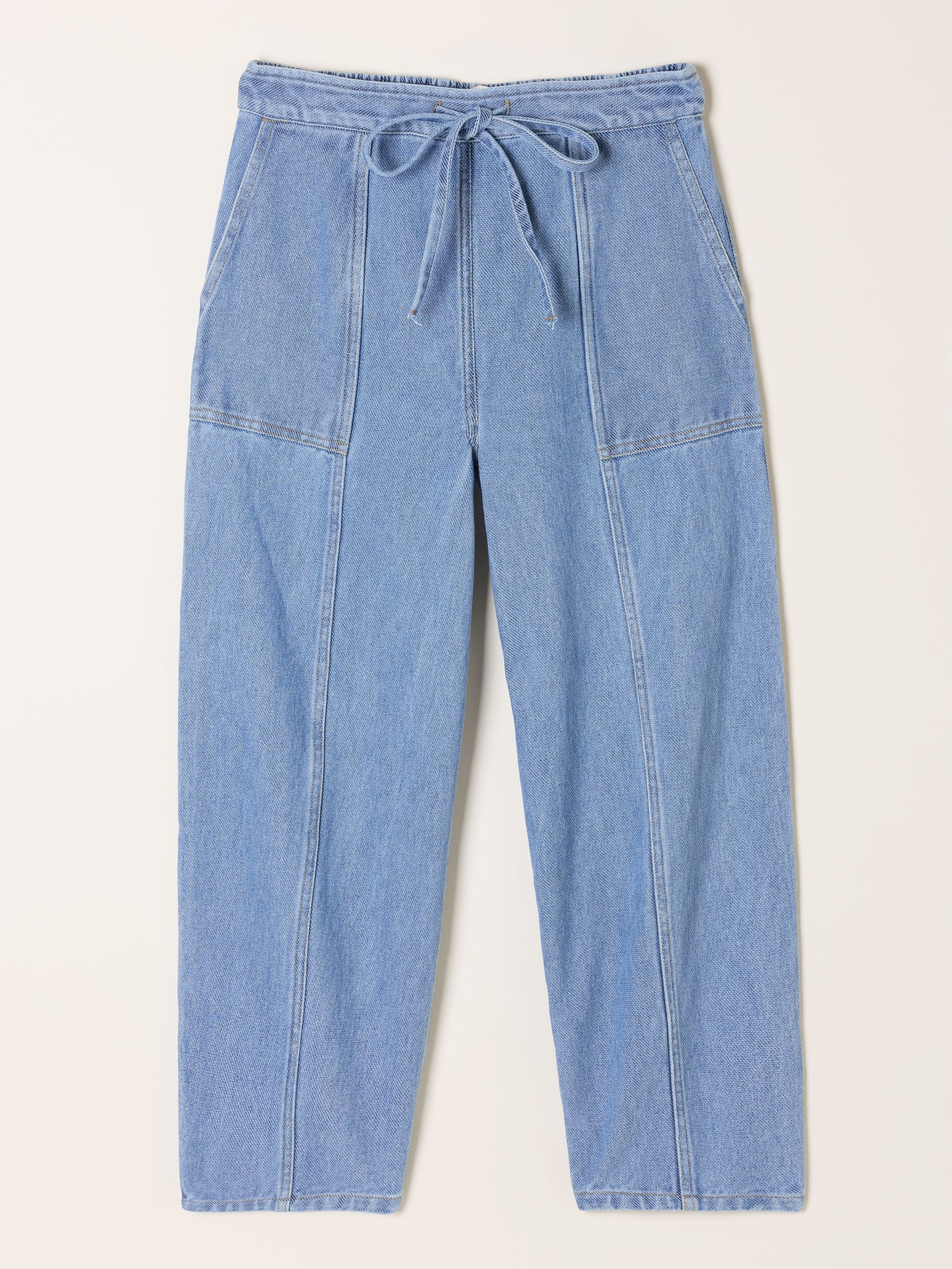 Light Blue Wide Leg Tapered Trousers - Image 7 of 7