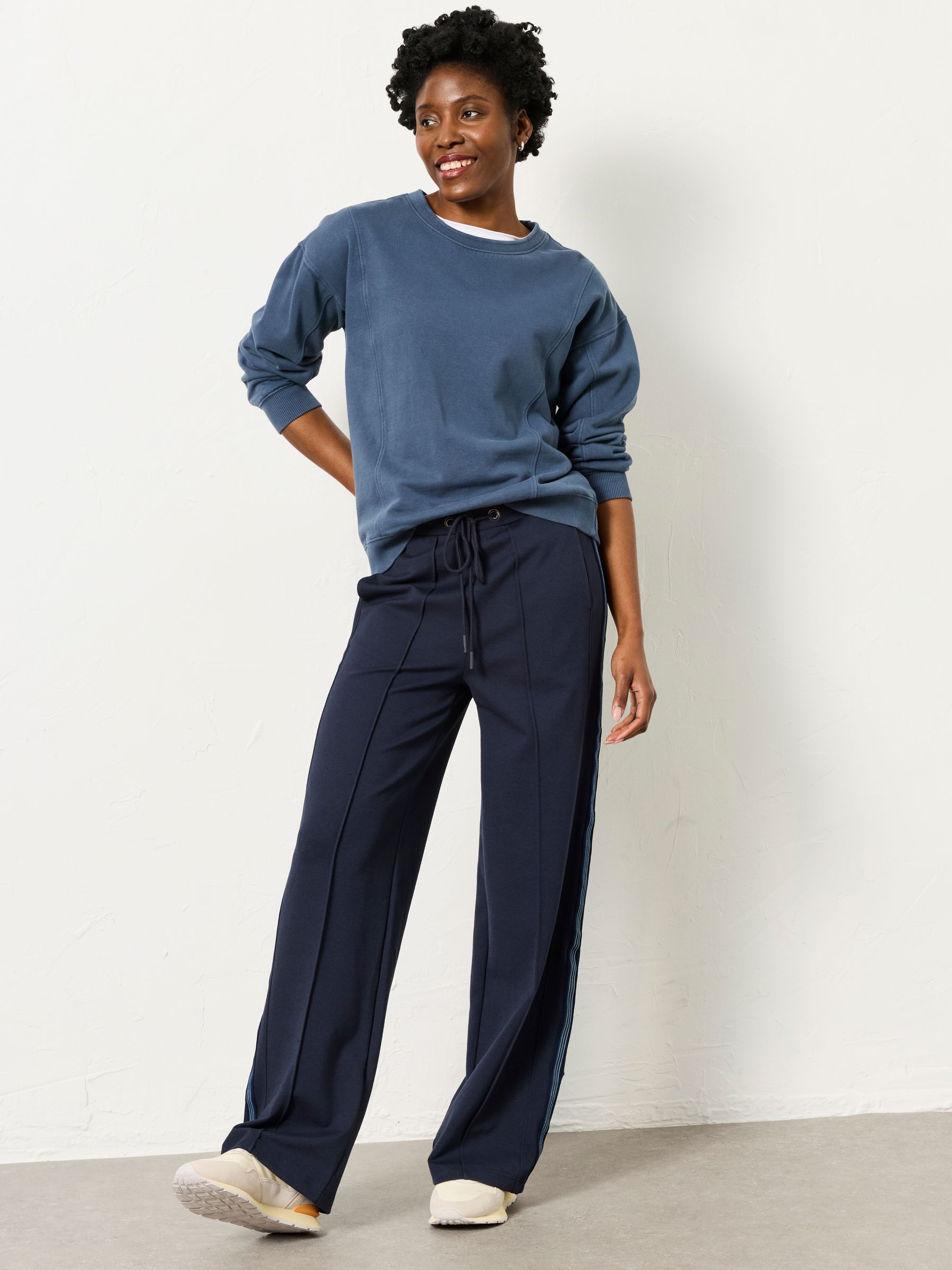 Ely Navy Ponte Wide Leg Trouser | FatFace USA