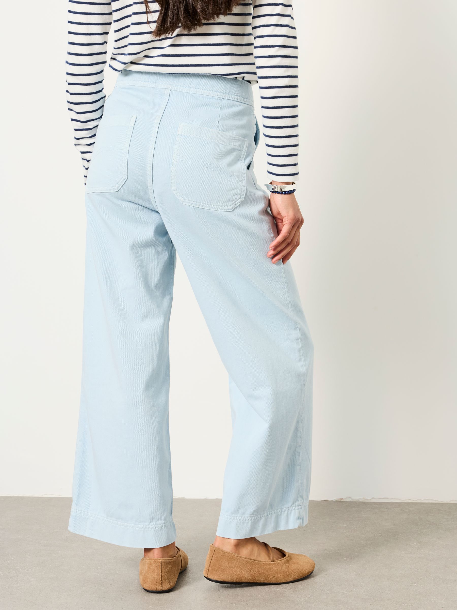 Hove Light Blue Wide Leg Cropped Trousers - Image 2 of 6