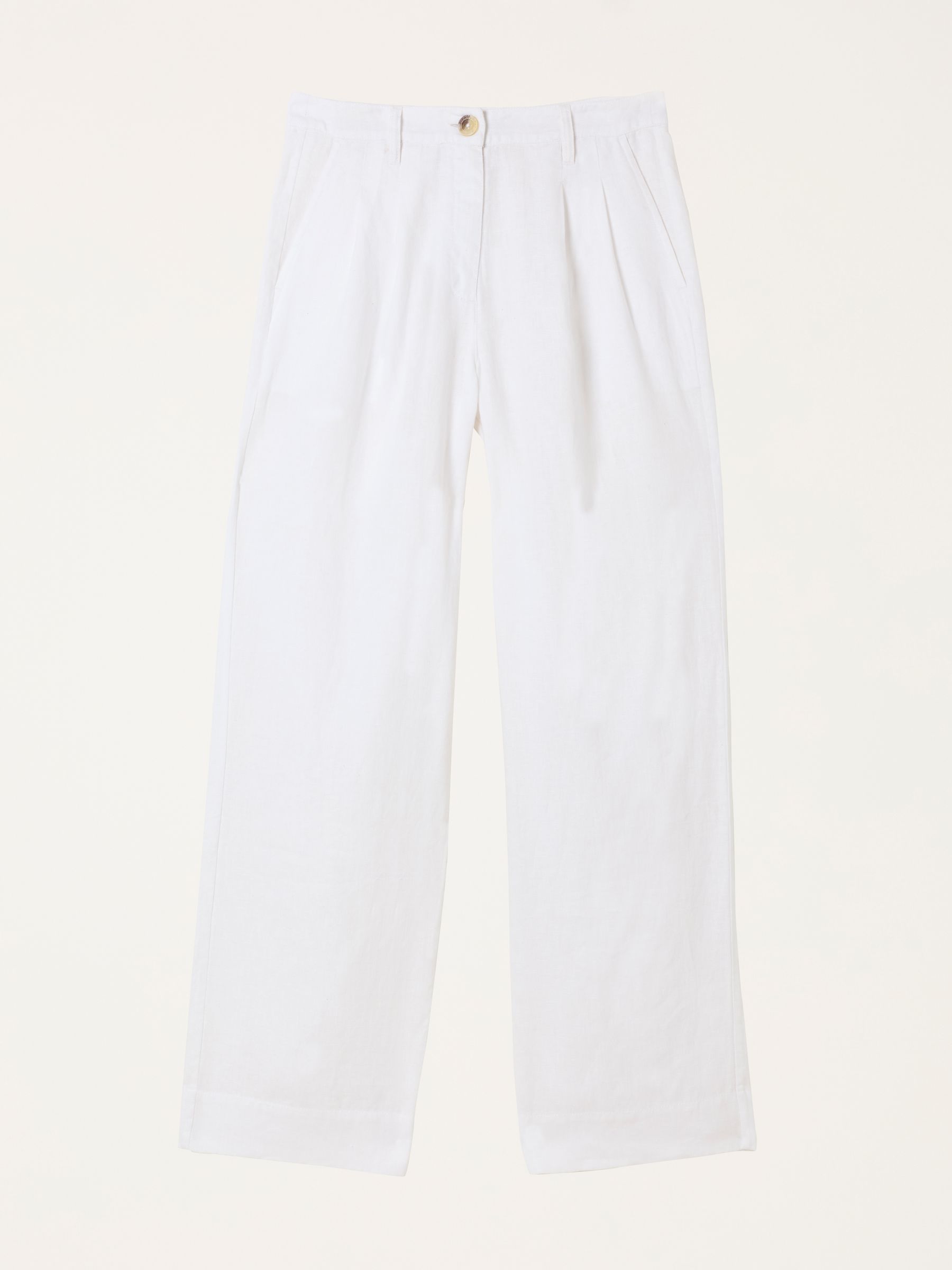 White Wide Leg Linen Trousers - Image 1 of 1