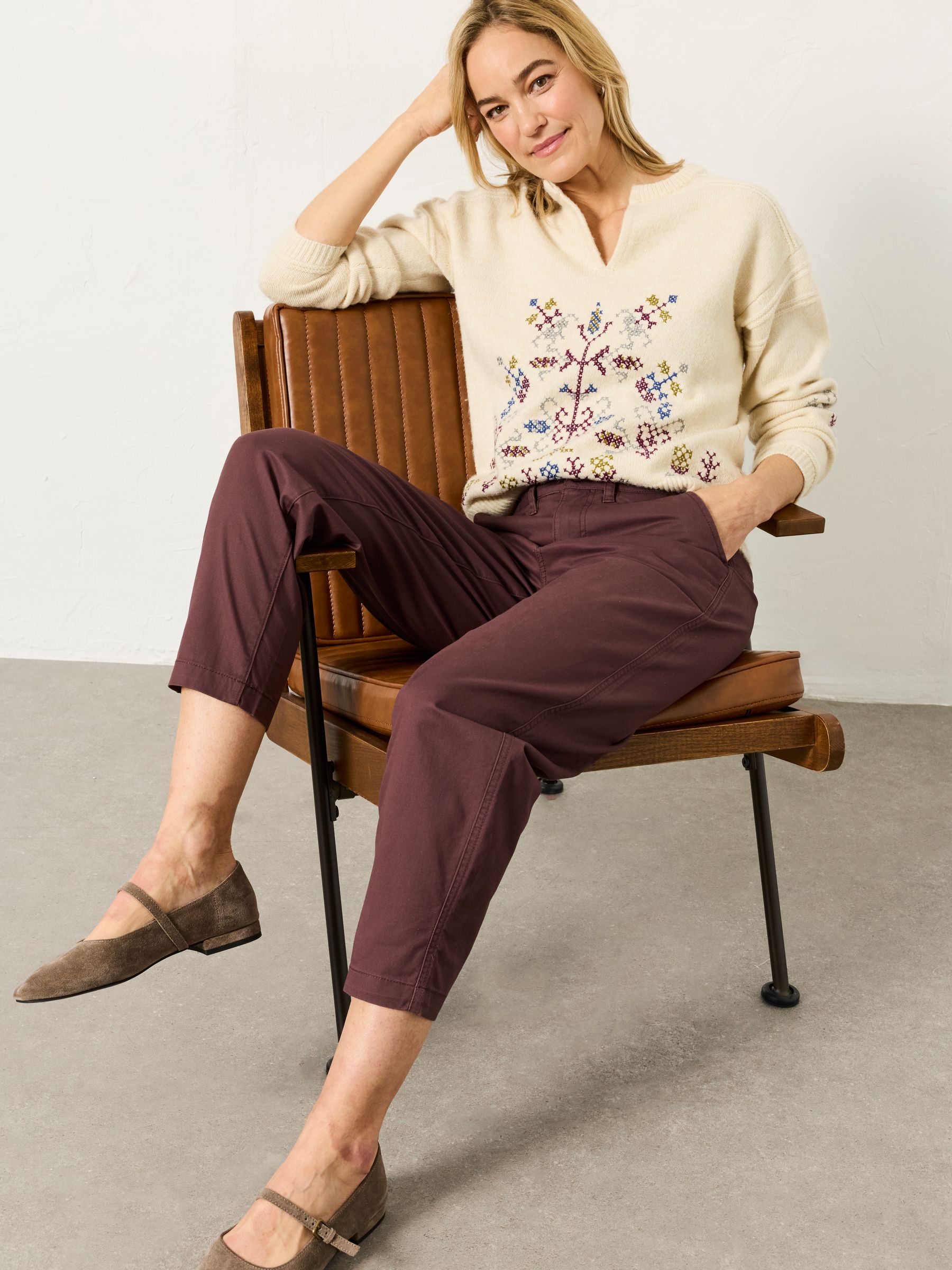 Blazey Plum Purple Tapered Chino Trouser - Image 4 of 6