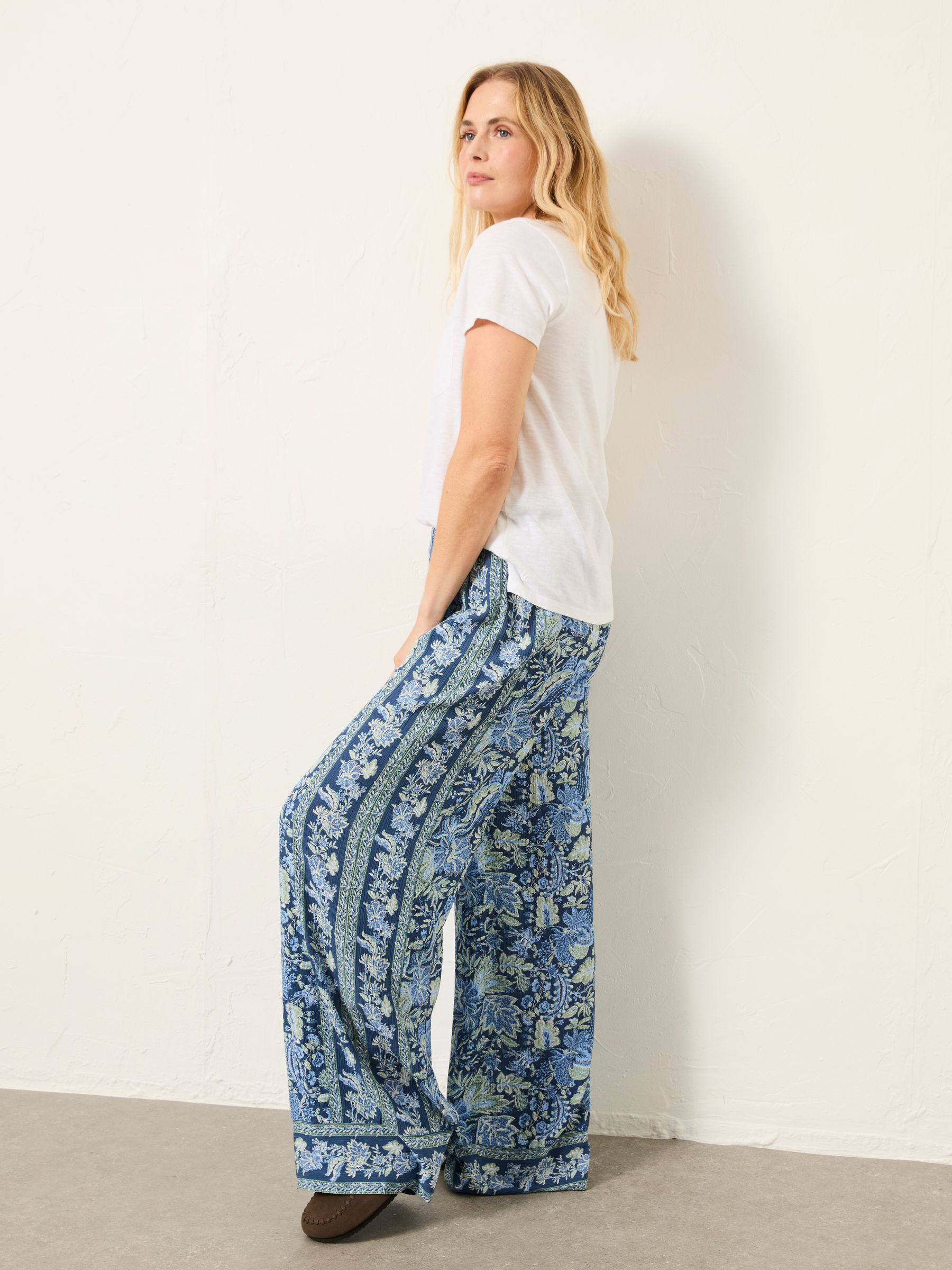 Ines Woodblock Bloom Wide Leg Trousers - Image 2 of 6